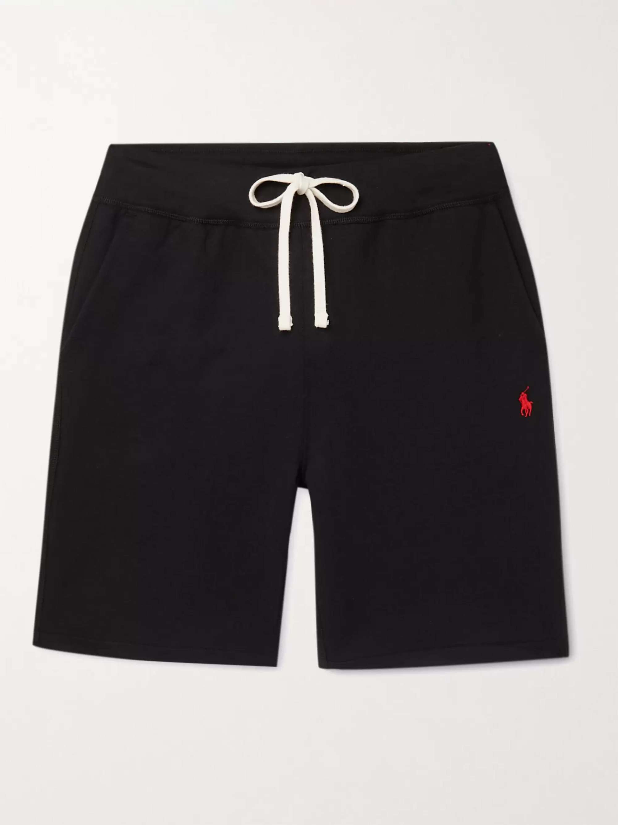 Logo-Embroidered Fleece-Back Cotton-Blend Jersey Drawstring Shorts