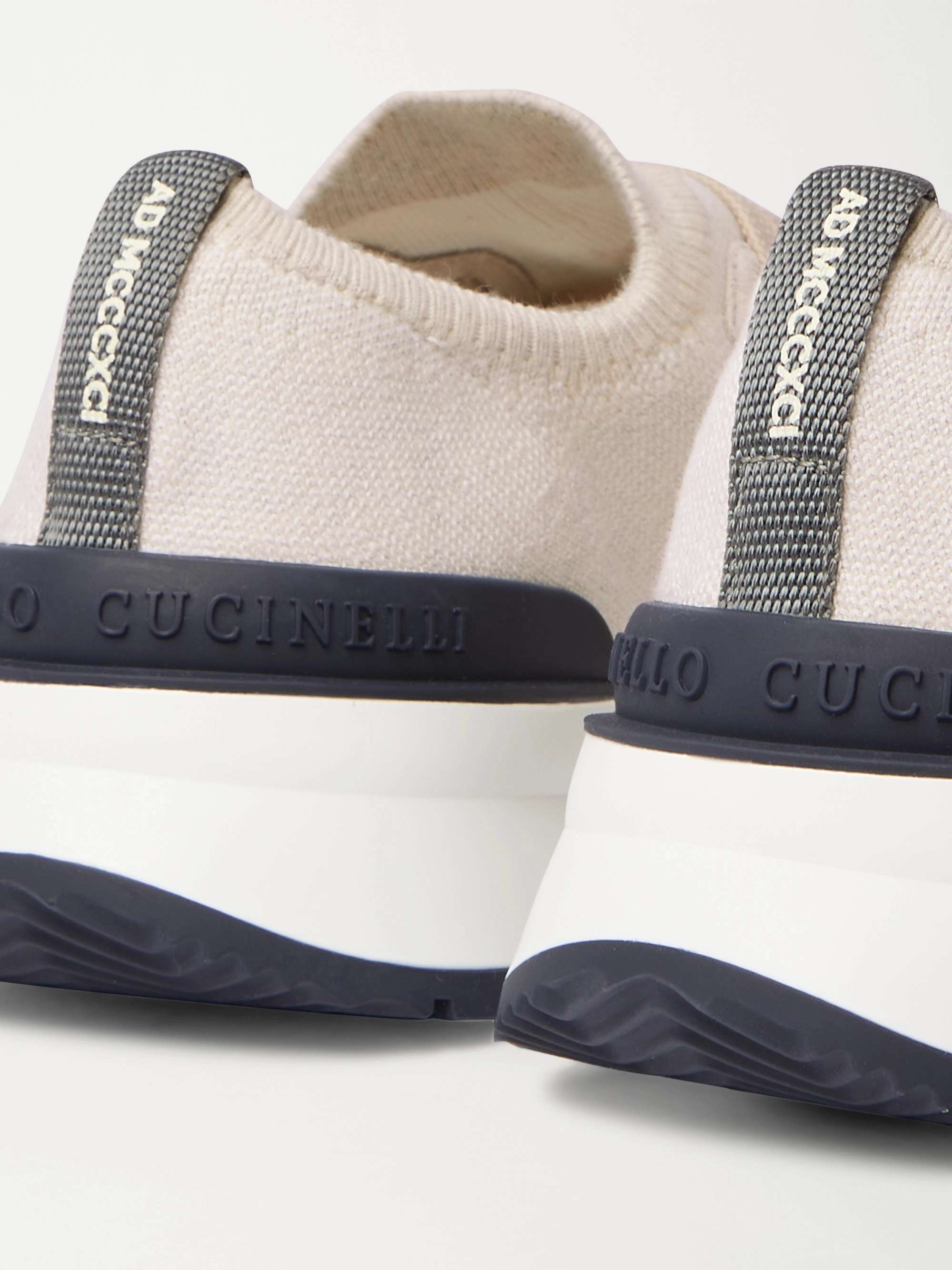 BRUNELLO CUCINELLI Suede-Trimmed Stretch-Knit Sneakers