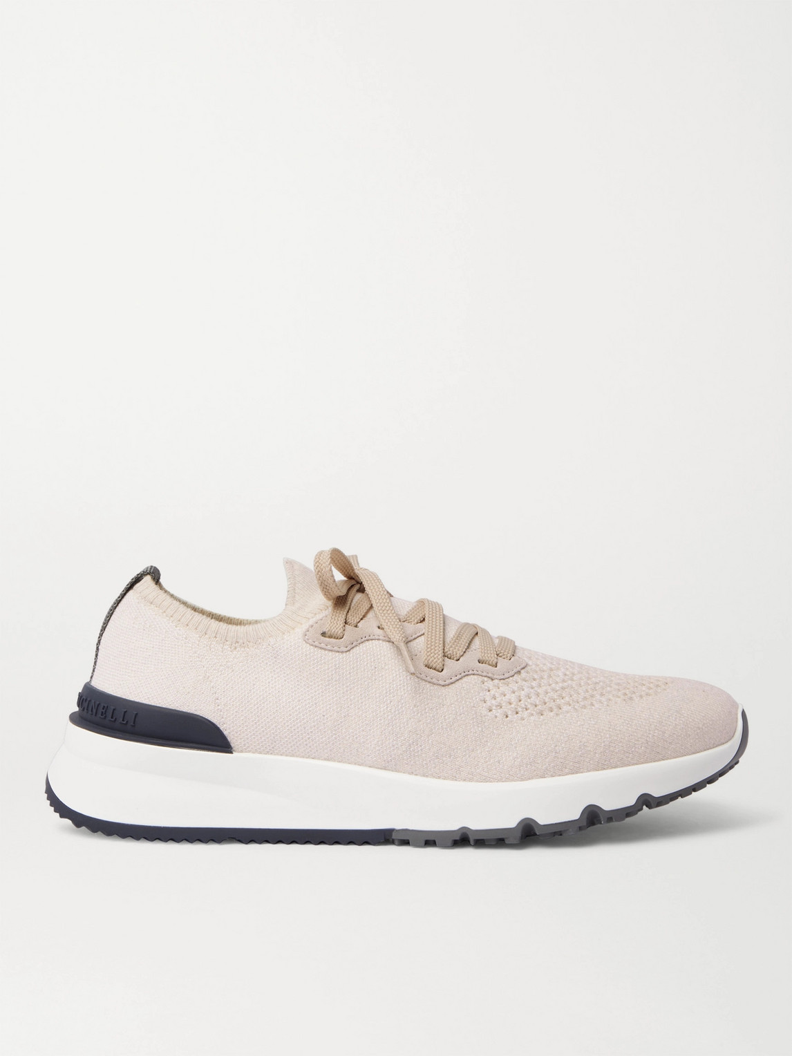 Brunello Cucinelli Suede-Trimmed Stretch-Knit Sneakers - Men