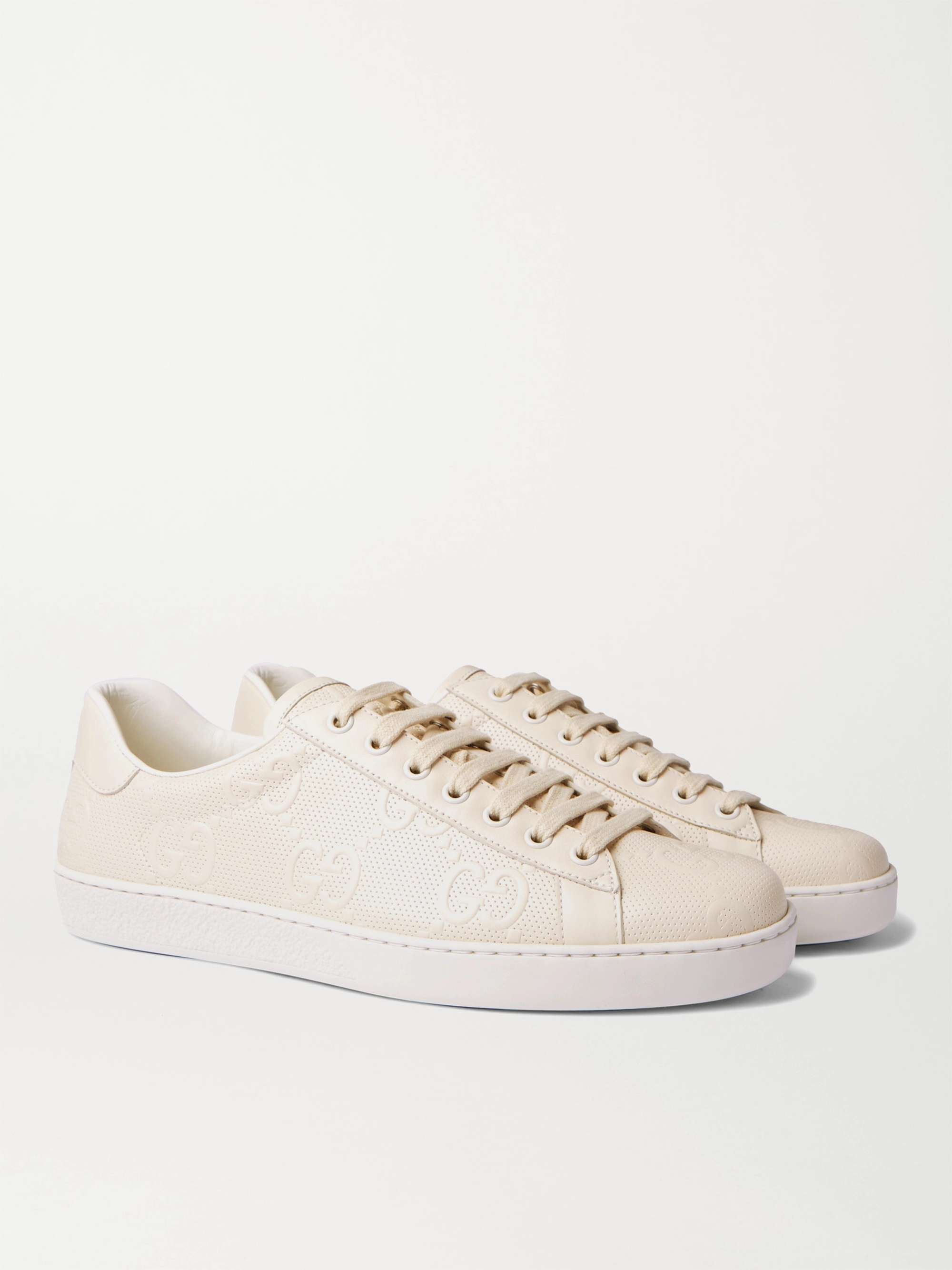 GUCCI Ace Logo-Embossed Perforated Leather Sneakers | MR PORTER