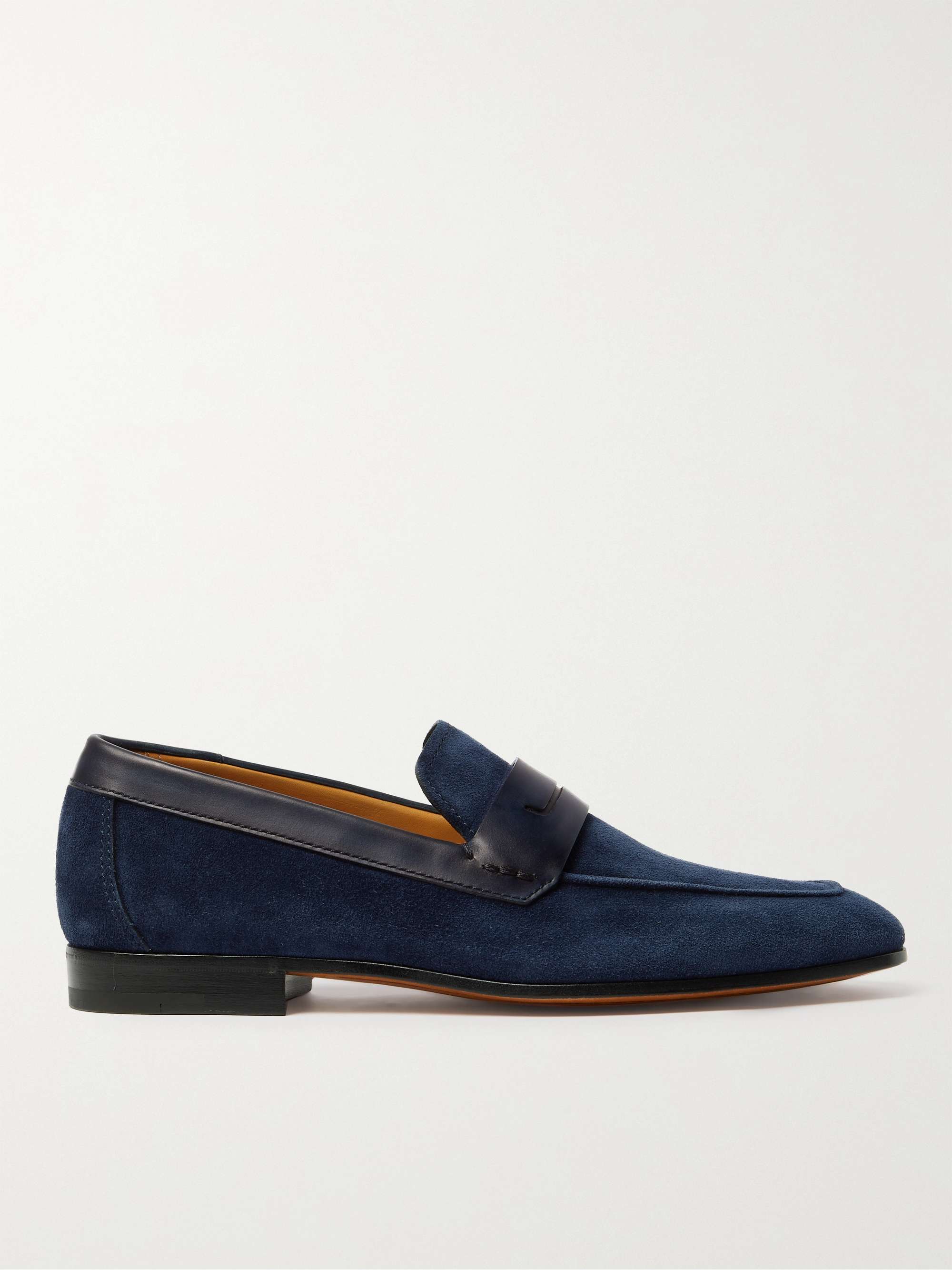 BERLUTI Lorenzo Leather-Trimmed Suede Loafers for Men | MR PORTER