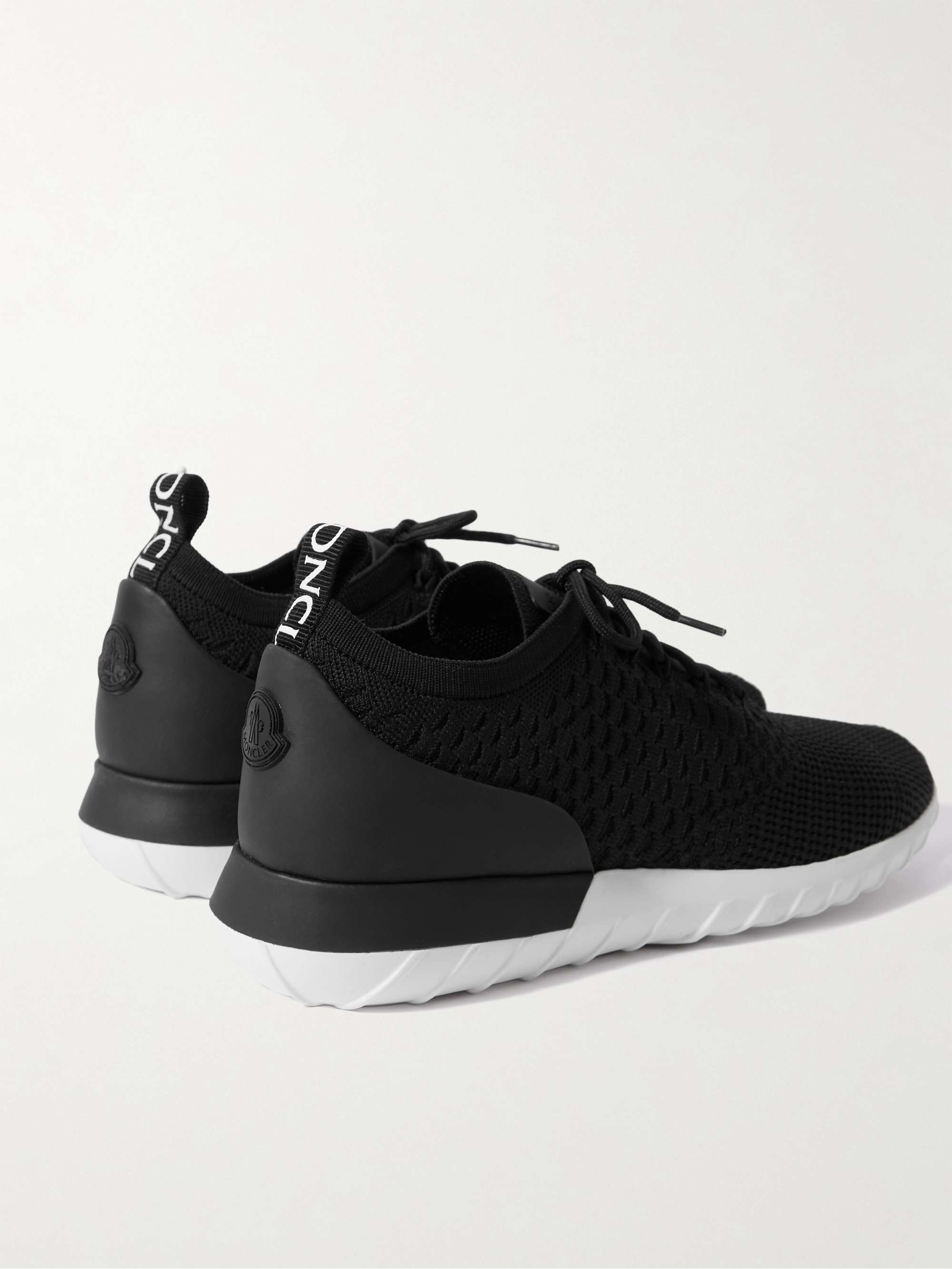 MONCLER Emilien Leather-Trimmed Stretch-Knit Sneakers | MR PORTER