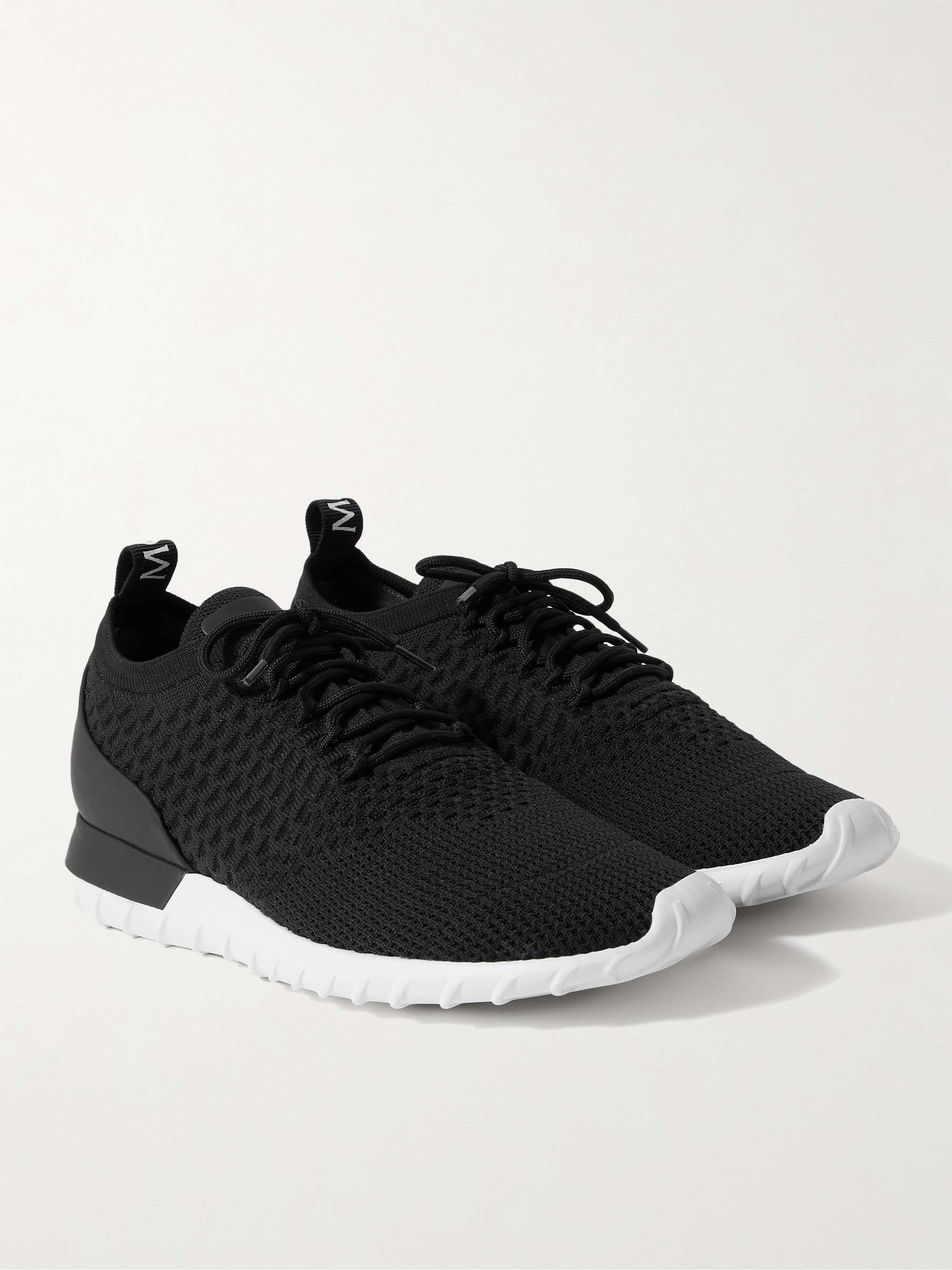 MONCLER Emilien Leather-Trimmed Stretch-Knit Sneakers
