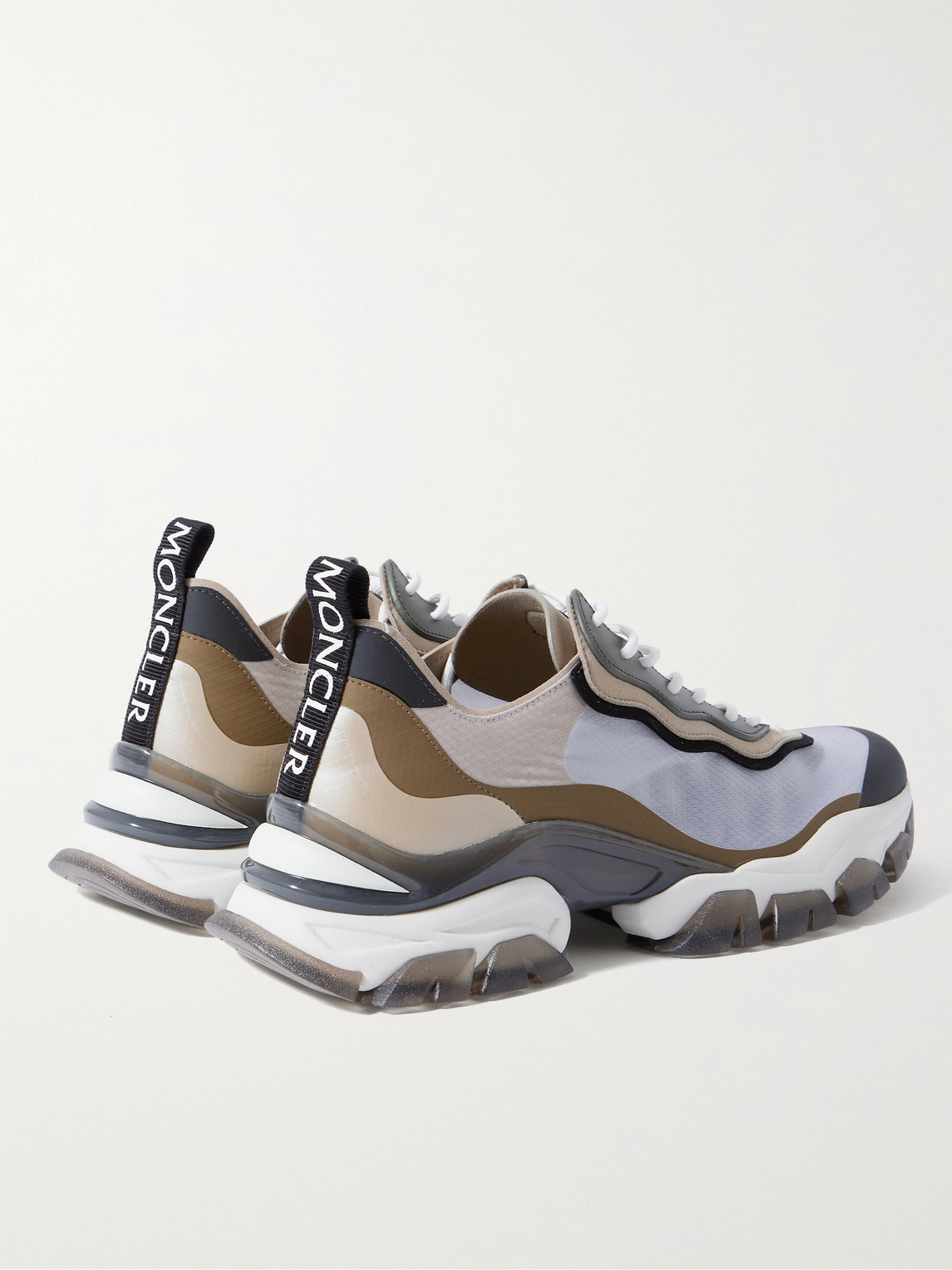 Shop Moncler Leave No Trace Leather, Suede And Ripstop Sneakers In Neutrals