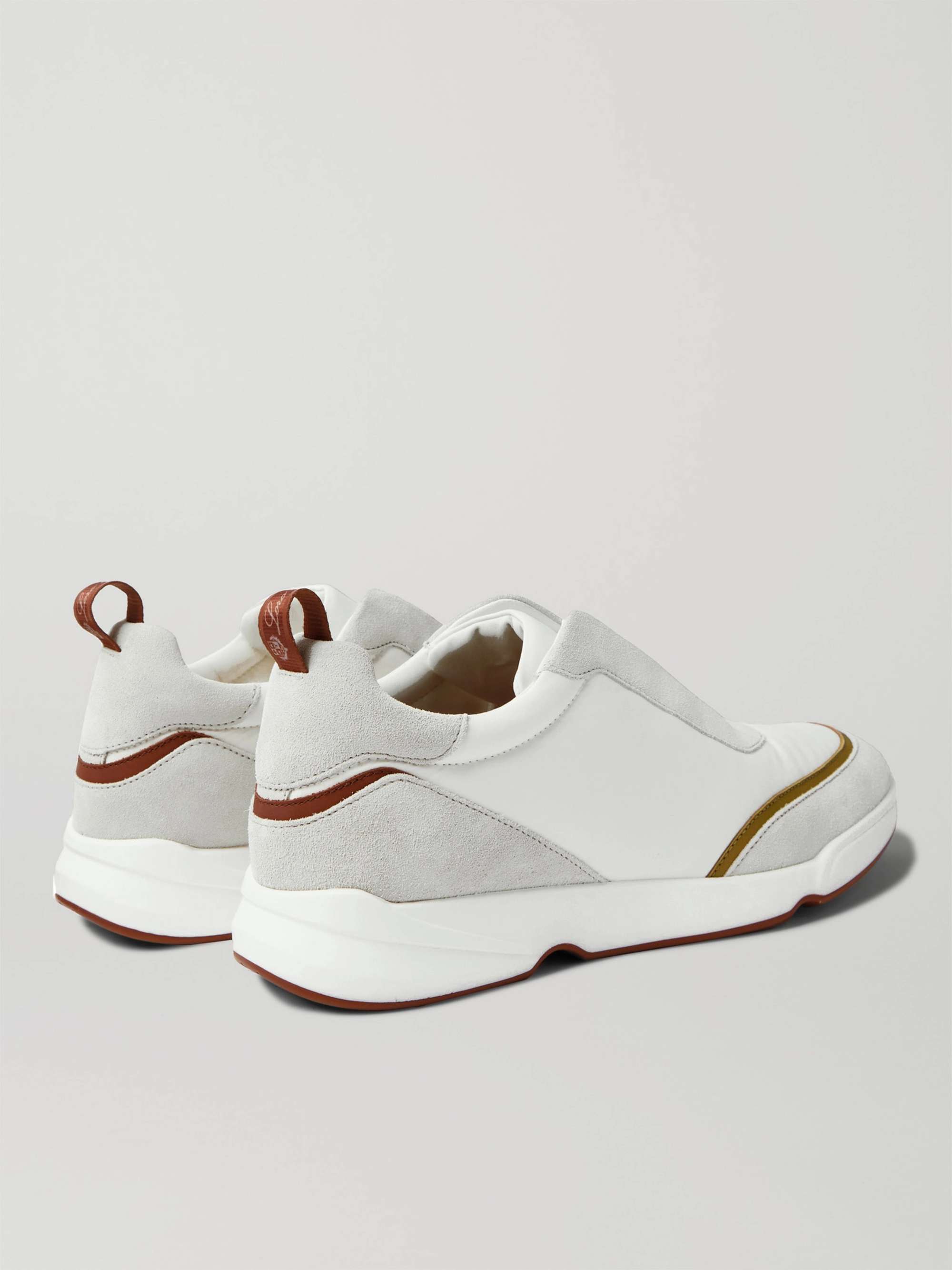LORO PIANA Modular Leather-Trimmed Suede and Twill Sneakers