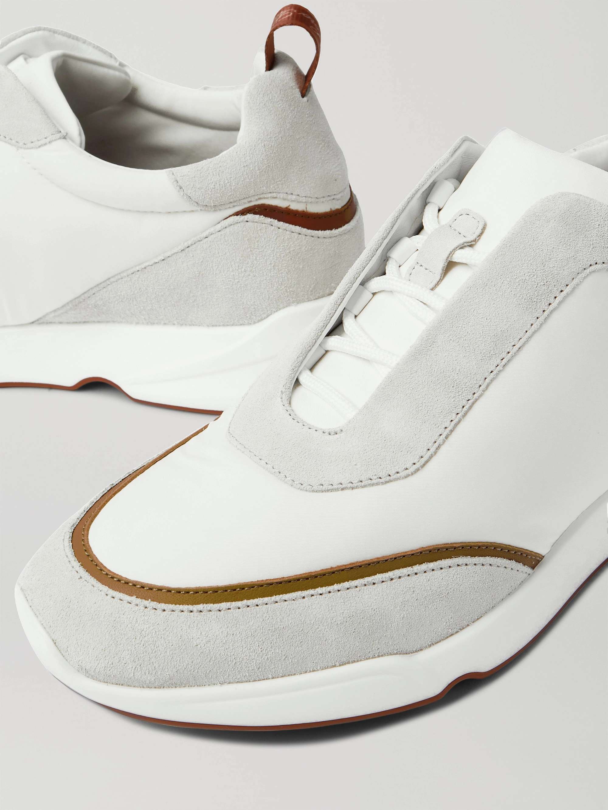 LORO PIANA Modular Leather-Trimmed Suede and Twill Sneakers
