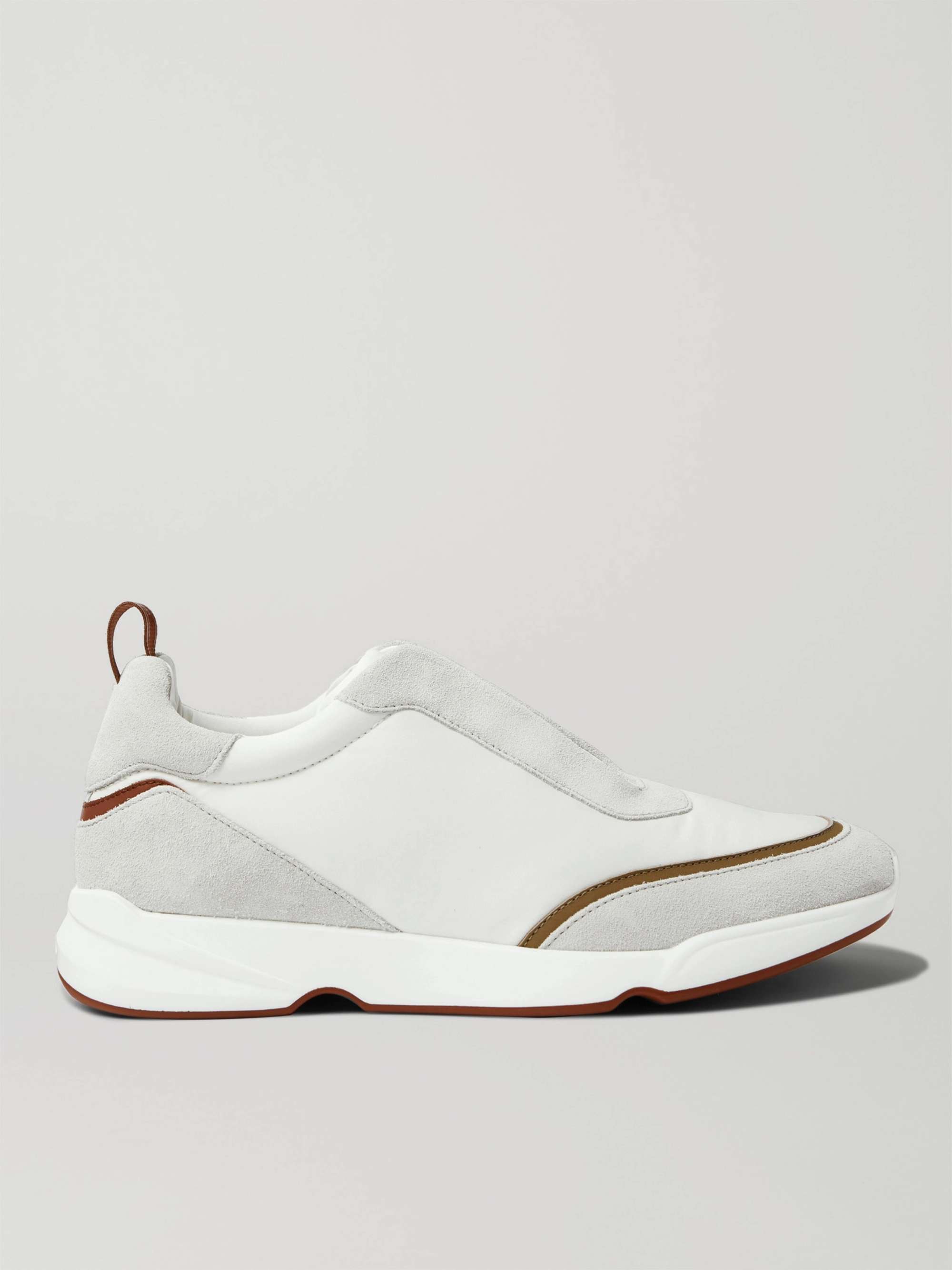 LORO PIANA Modular Leather-Trimmed Suede and Twill Sneakers