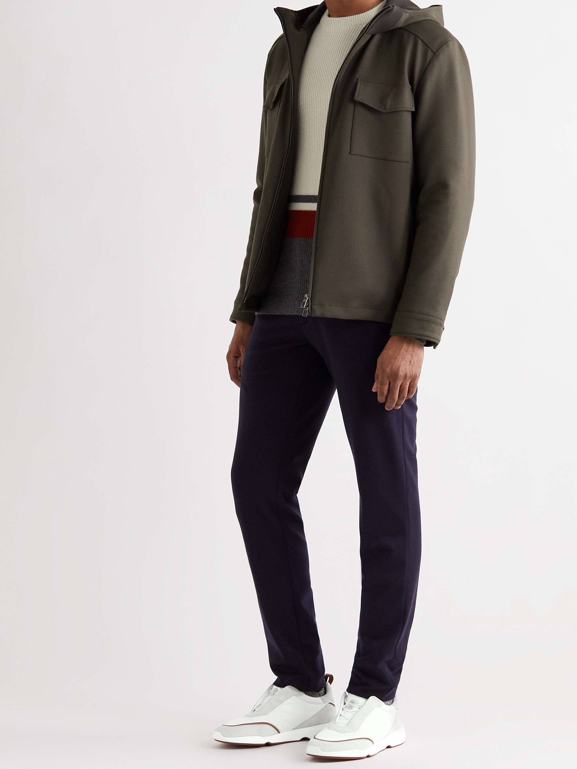LORO PIANA Modular Leather-Trimmed Suede and Twill Sneakers