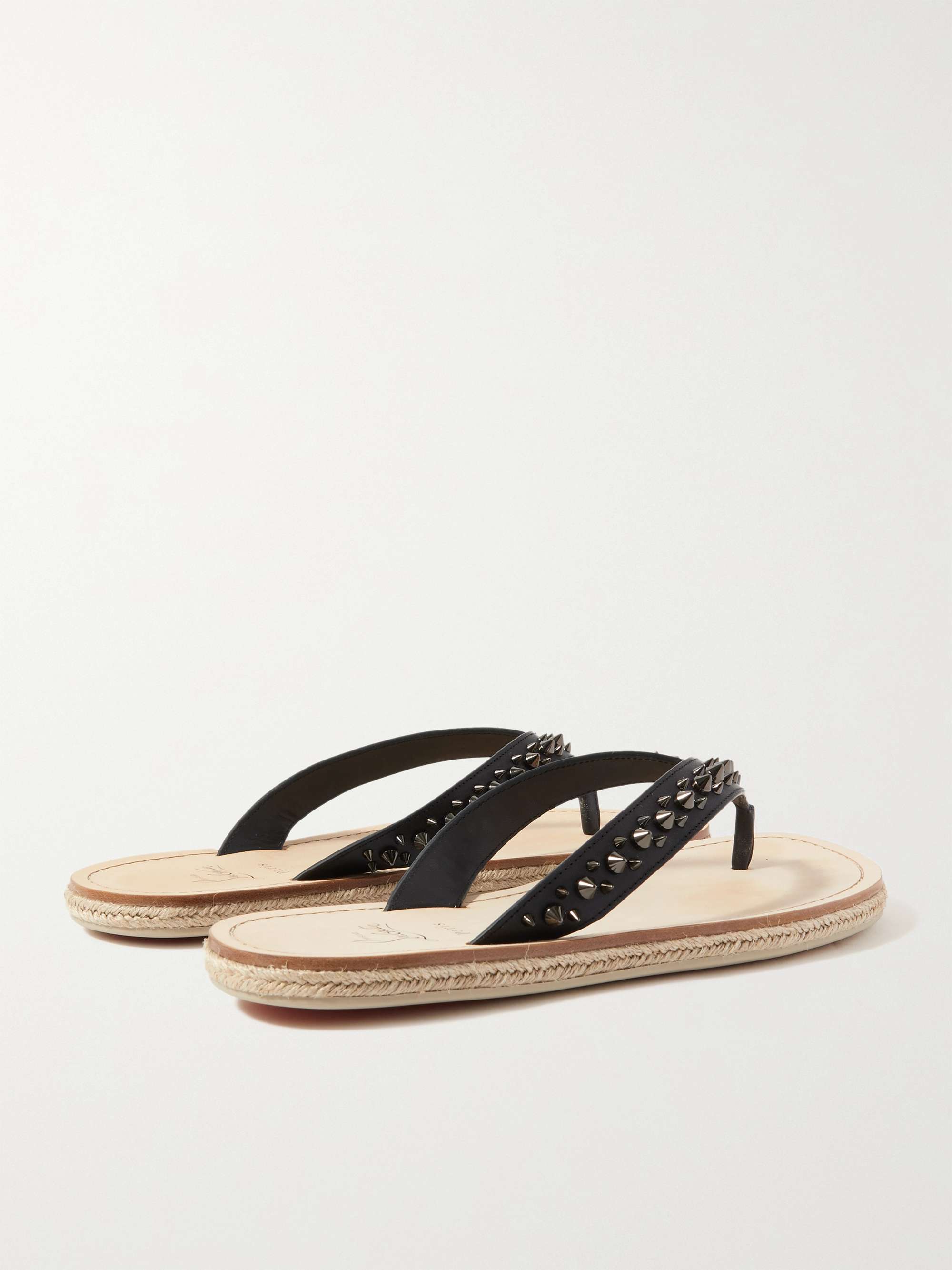 CHRISTIAN LOUBOUTIN Pyraclobis Spiked Leather Flip Flops