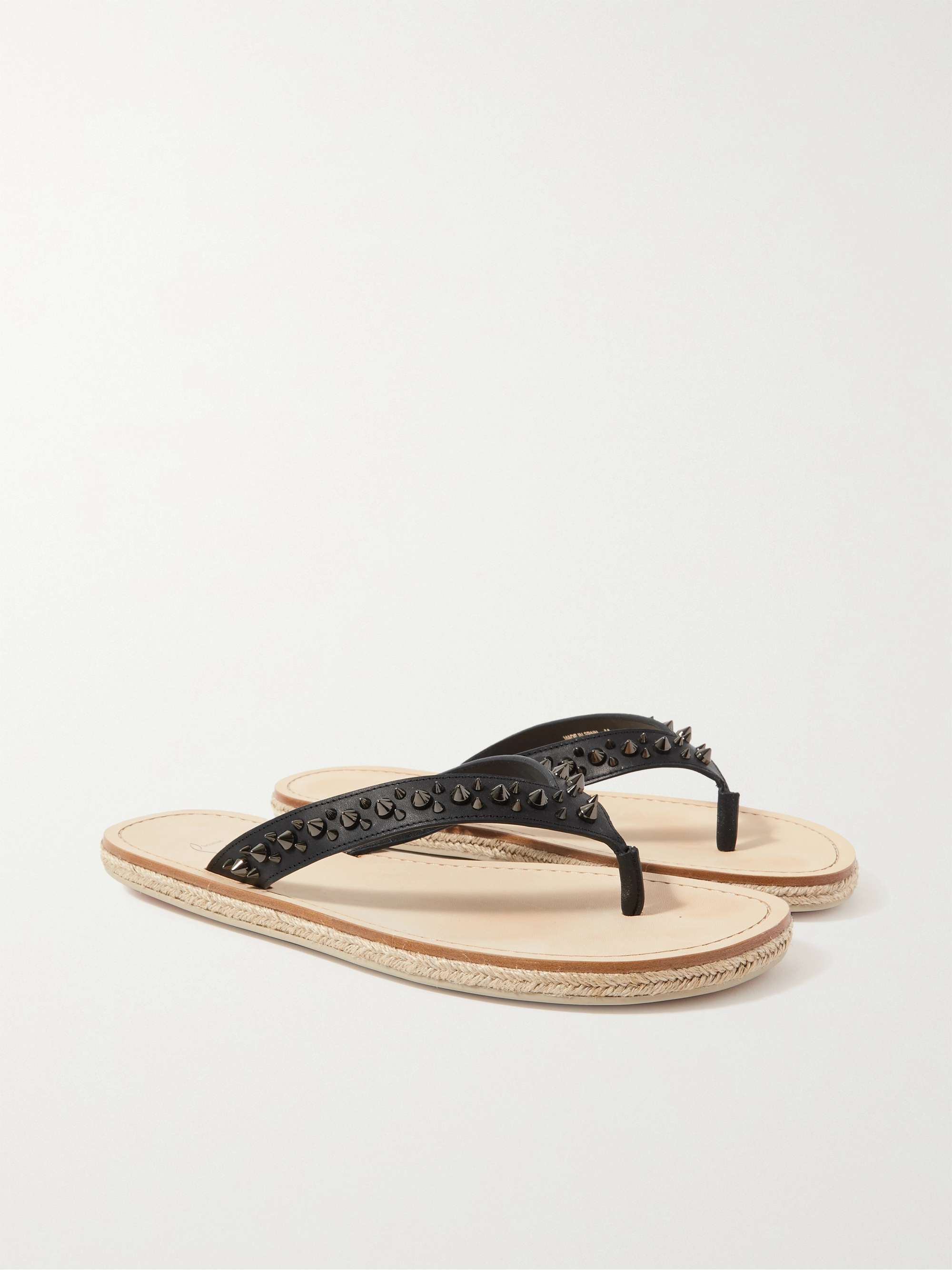 CHRISTIAN LOUBOUTIN Pyraclobis Spiked Leather Flip Flops