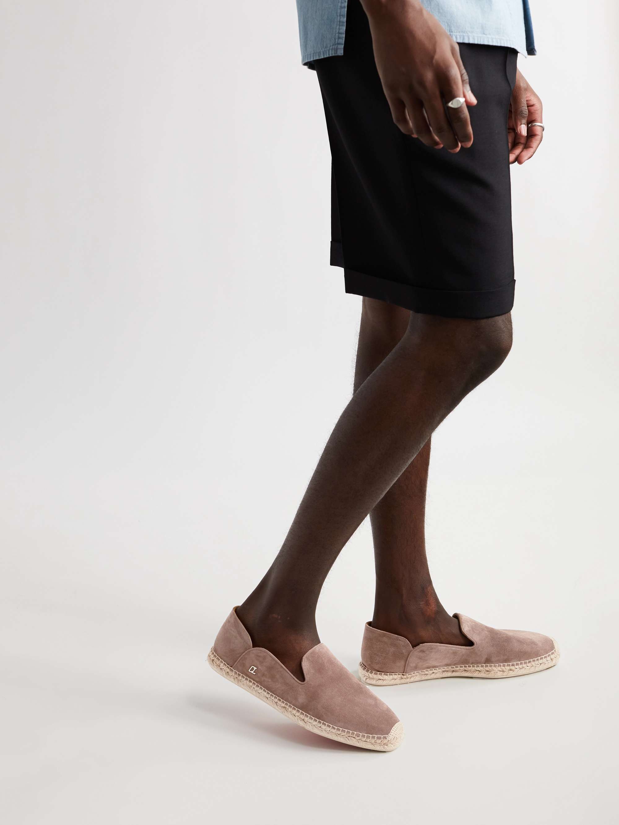 CHRISTIAN LOUBOUTIN Collapsible-Heel Suede Espadrilles