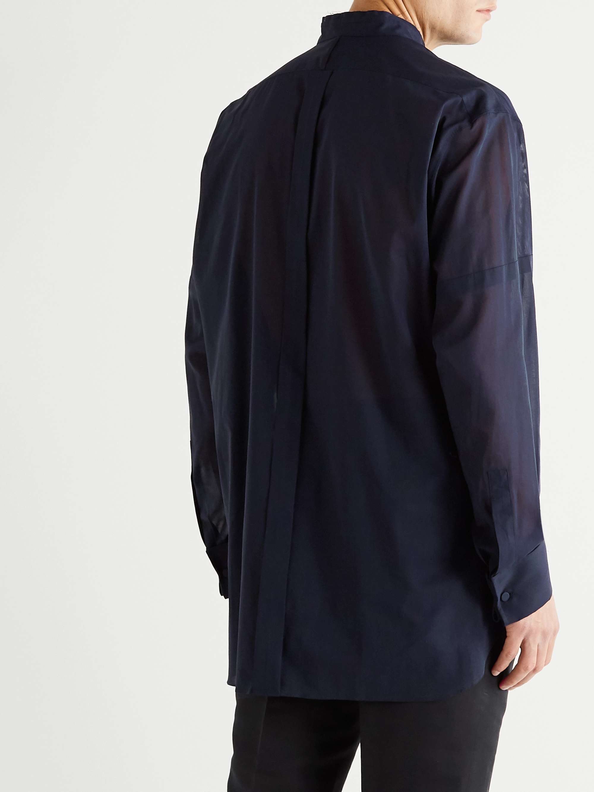 ALDOMARIACAMILLO Grandad-Collar Cotton-Voile Shirt