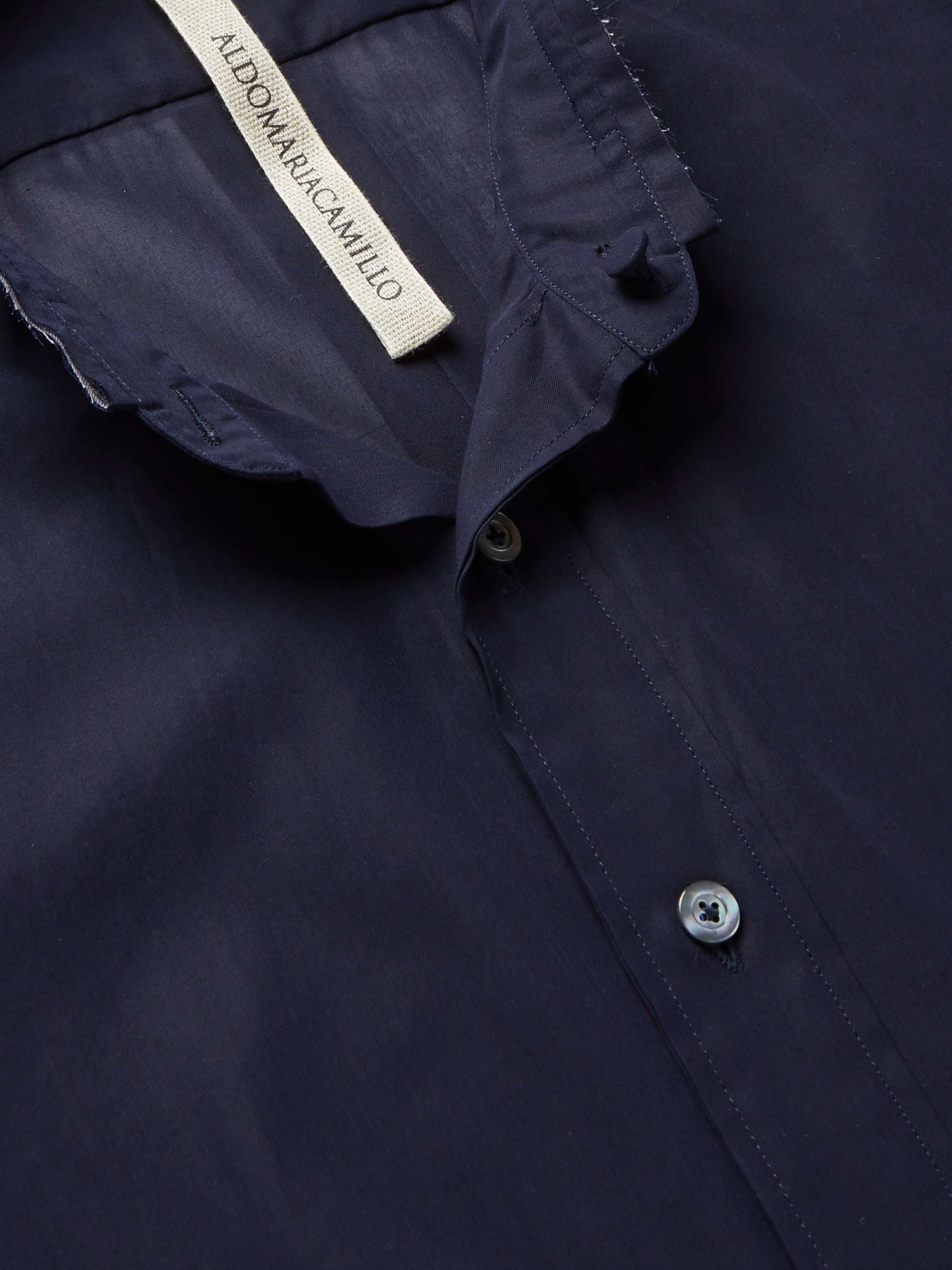 ALDOMARIACAMILLO Grandad-Collar Cotton-Voile Shirt