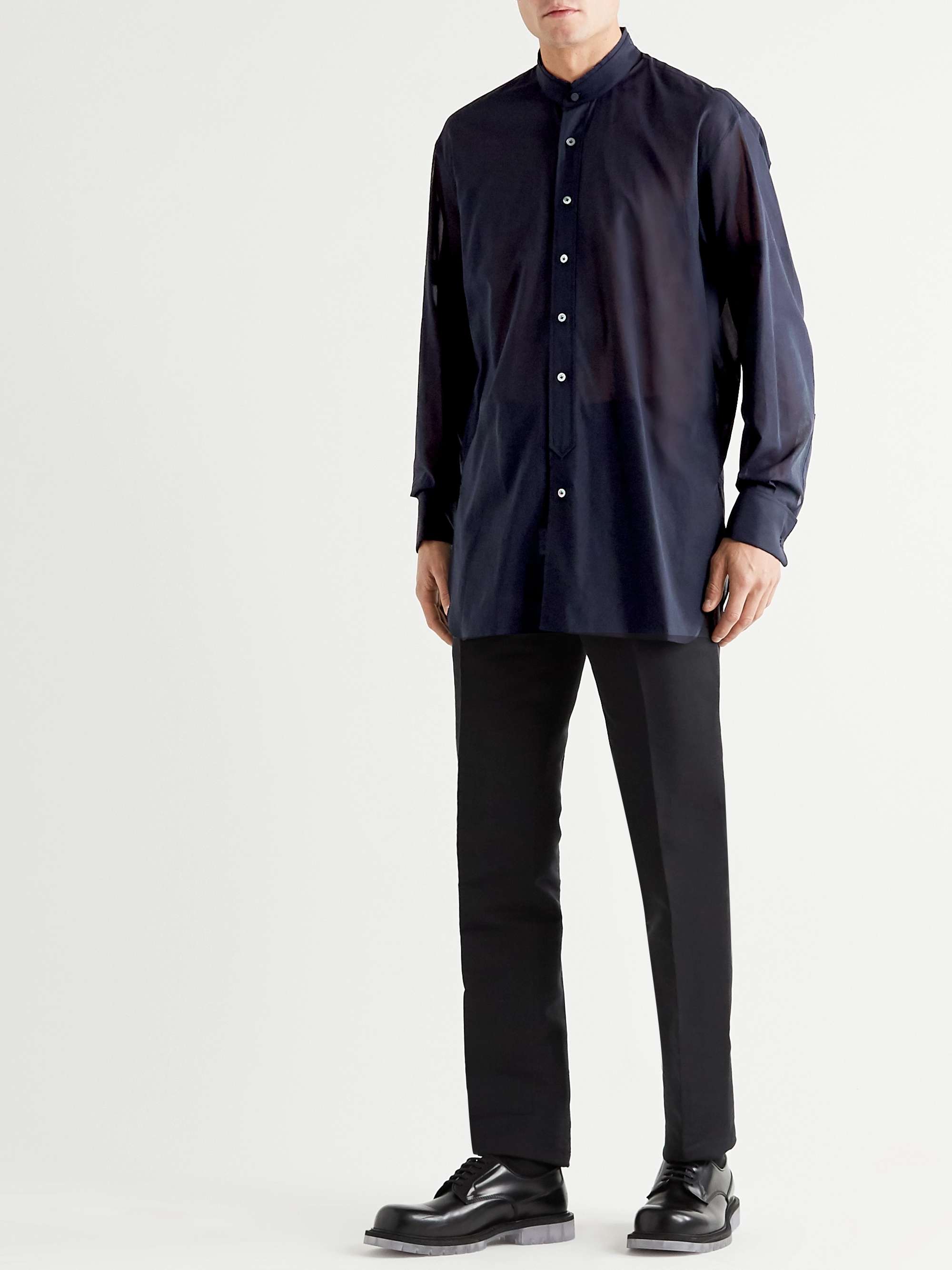 ALDOMARIACAMILLO Grandad-Collar Cotton-Voile Shirt