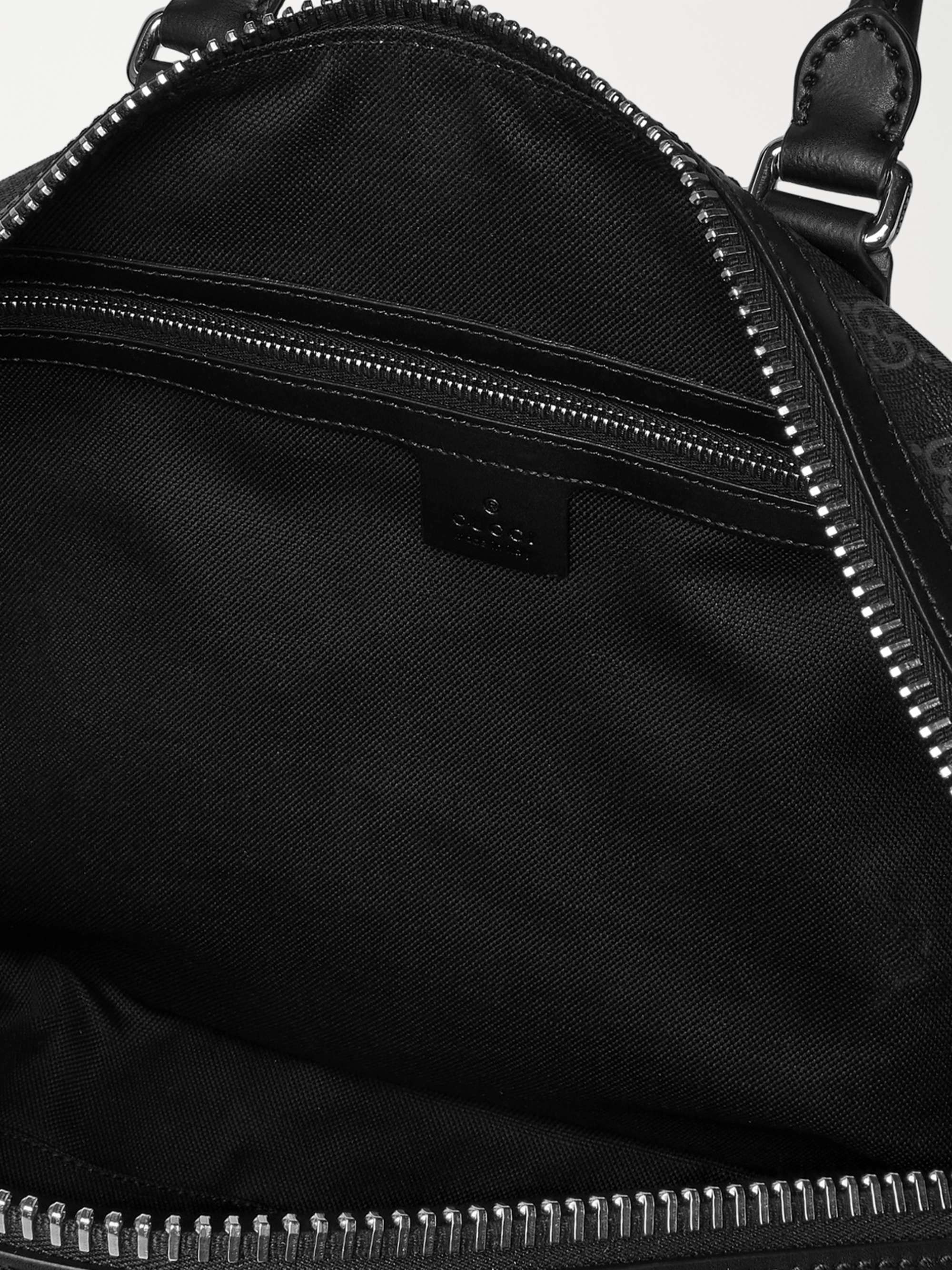 GUCCI Leather-Trimmed Monogrammed Coated-Canvas Holdall
