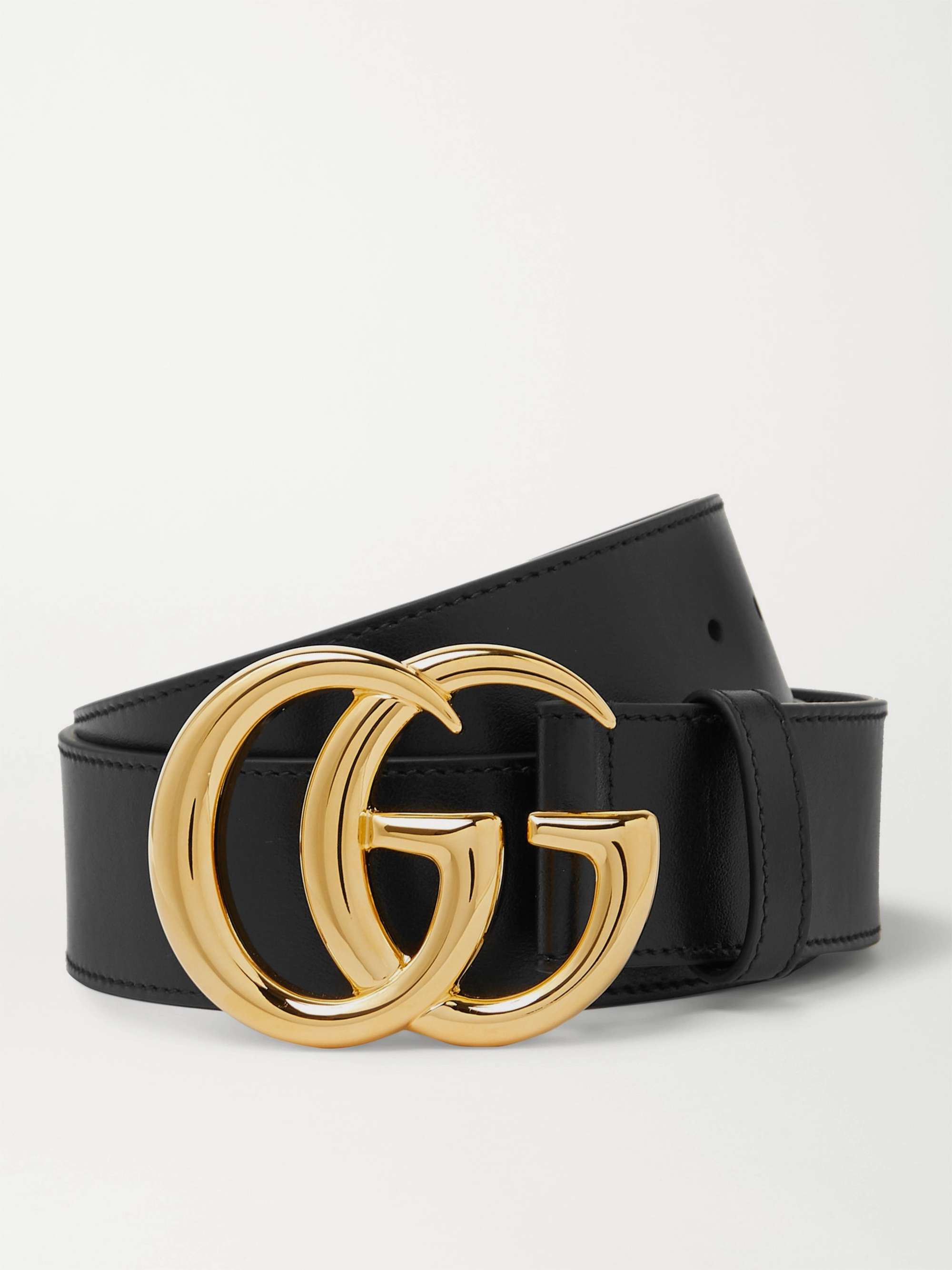 Gucci 4cm Black Embossed Leather Belt In Gold, ModeSens