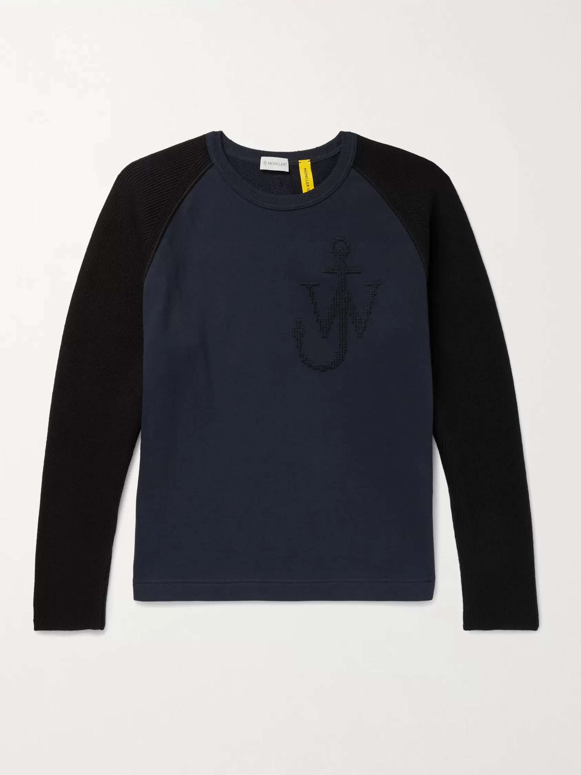 MONCLER GENIUS 1 Moncler JW Anderson Logo-Embroidered Virgin Wool and Loopback Cotton-Jersey Sweatshirt