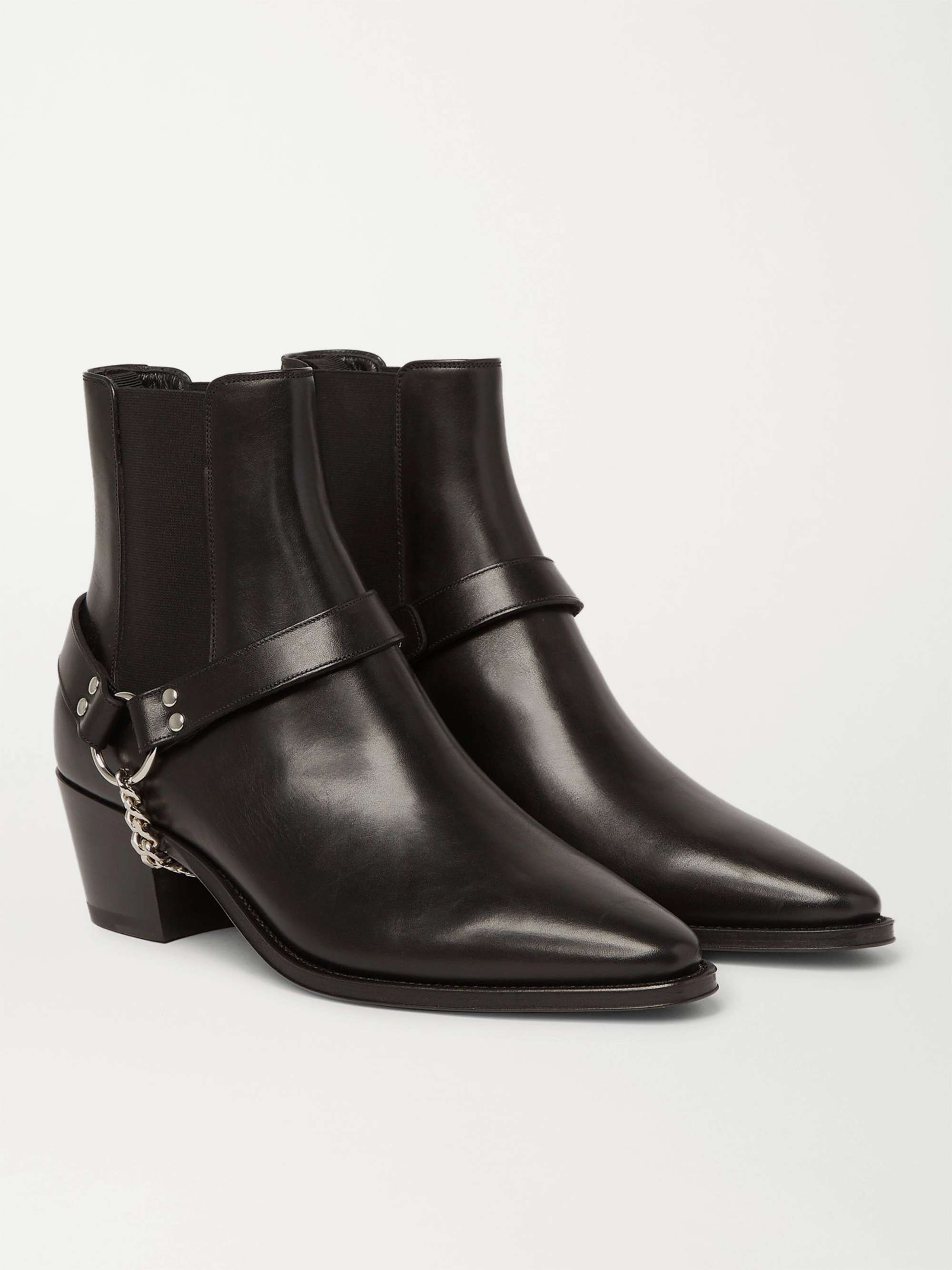 CELINE HOMME Chain-Embellished Leather Chelsea Boots