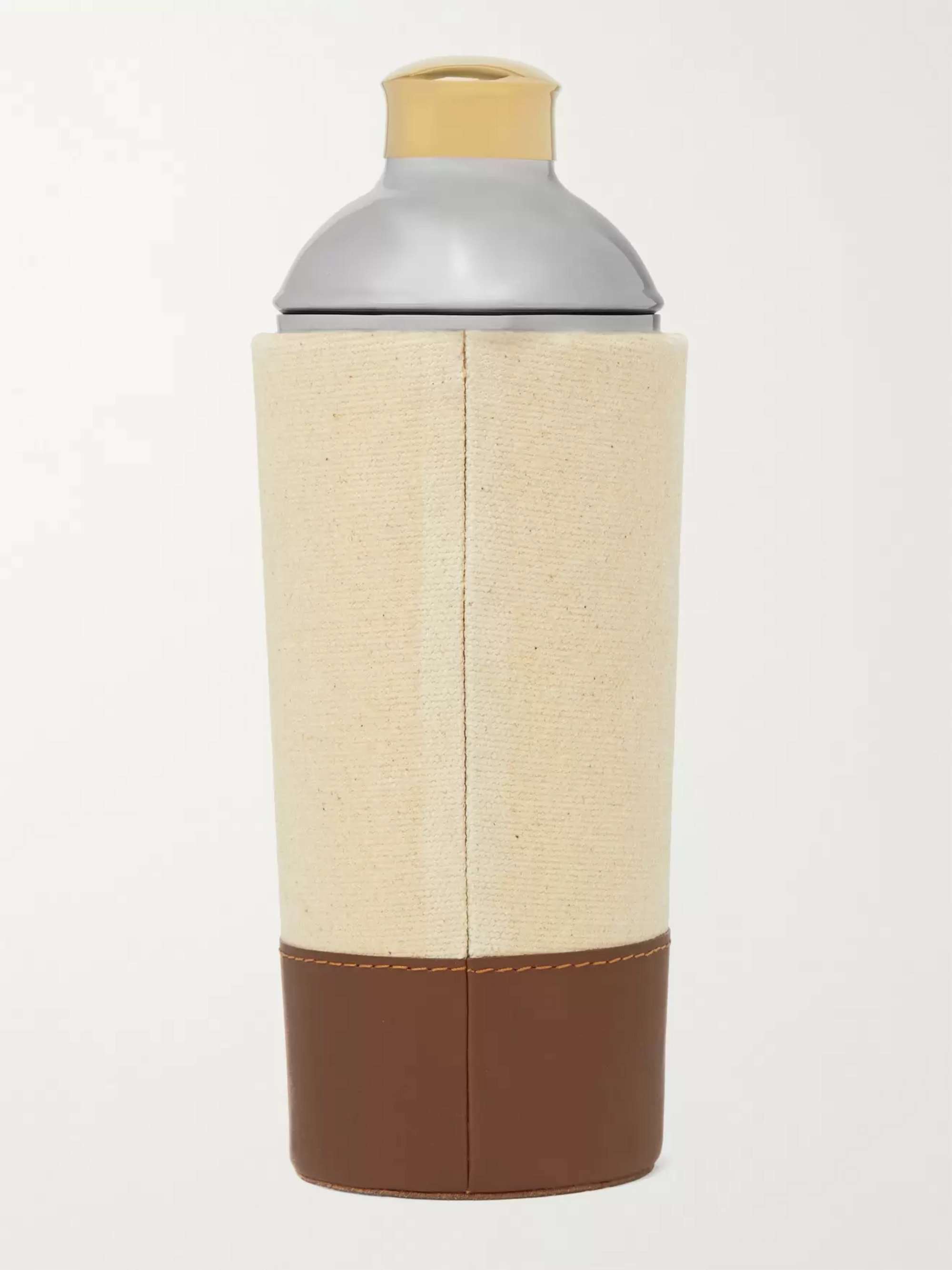 RALPH LAUREN HOME Garrett Silver-Tone, Gold-Tone, Canvas and Leather Cocktail Shaker