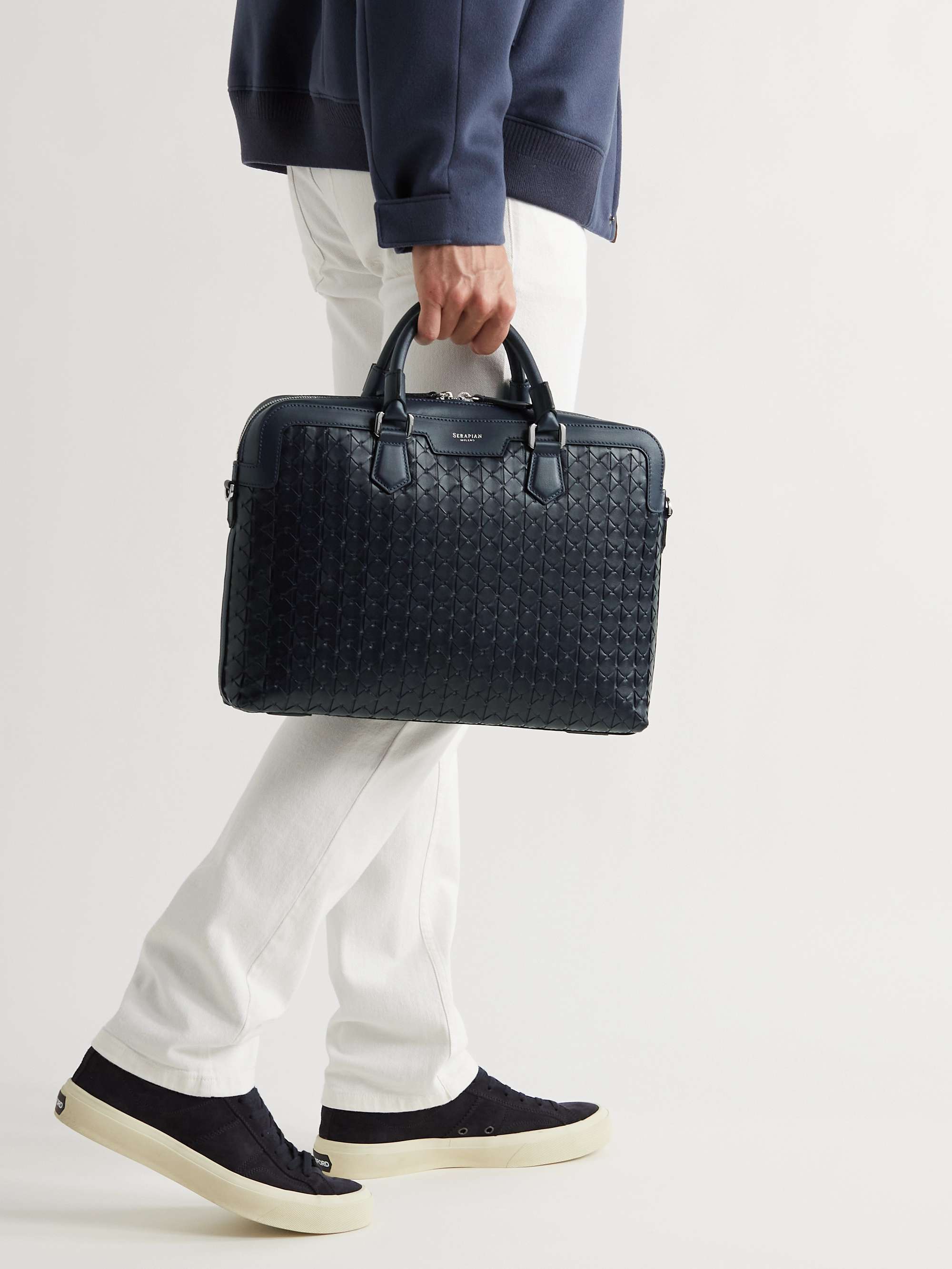 SERAPIAN Mosaico Leather Briefcase