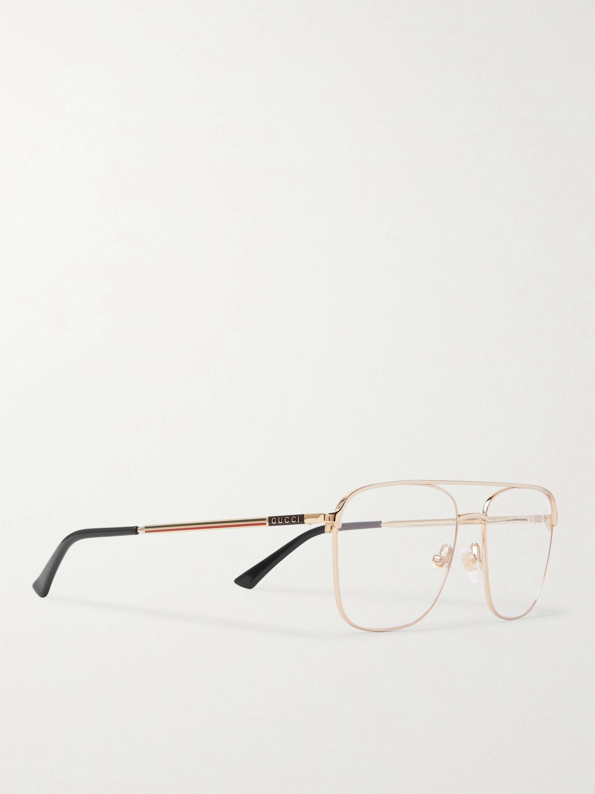 GUCCI EYEWEAR Aviator-Style Silver-Tone Optical Glasses