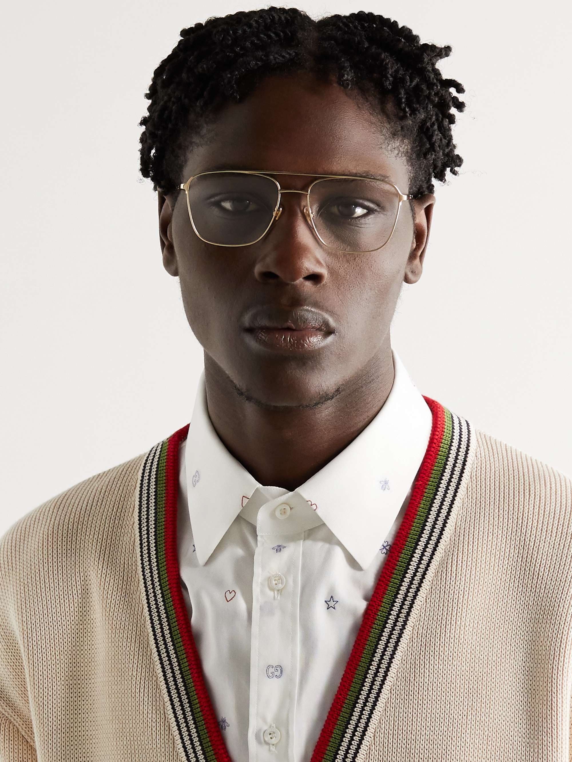 GUCCI EYEWEAR Aviator-Style Silver-Tone Optical Glasses