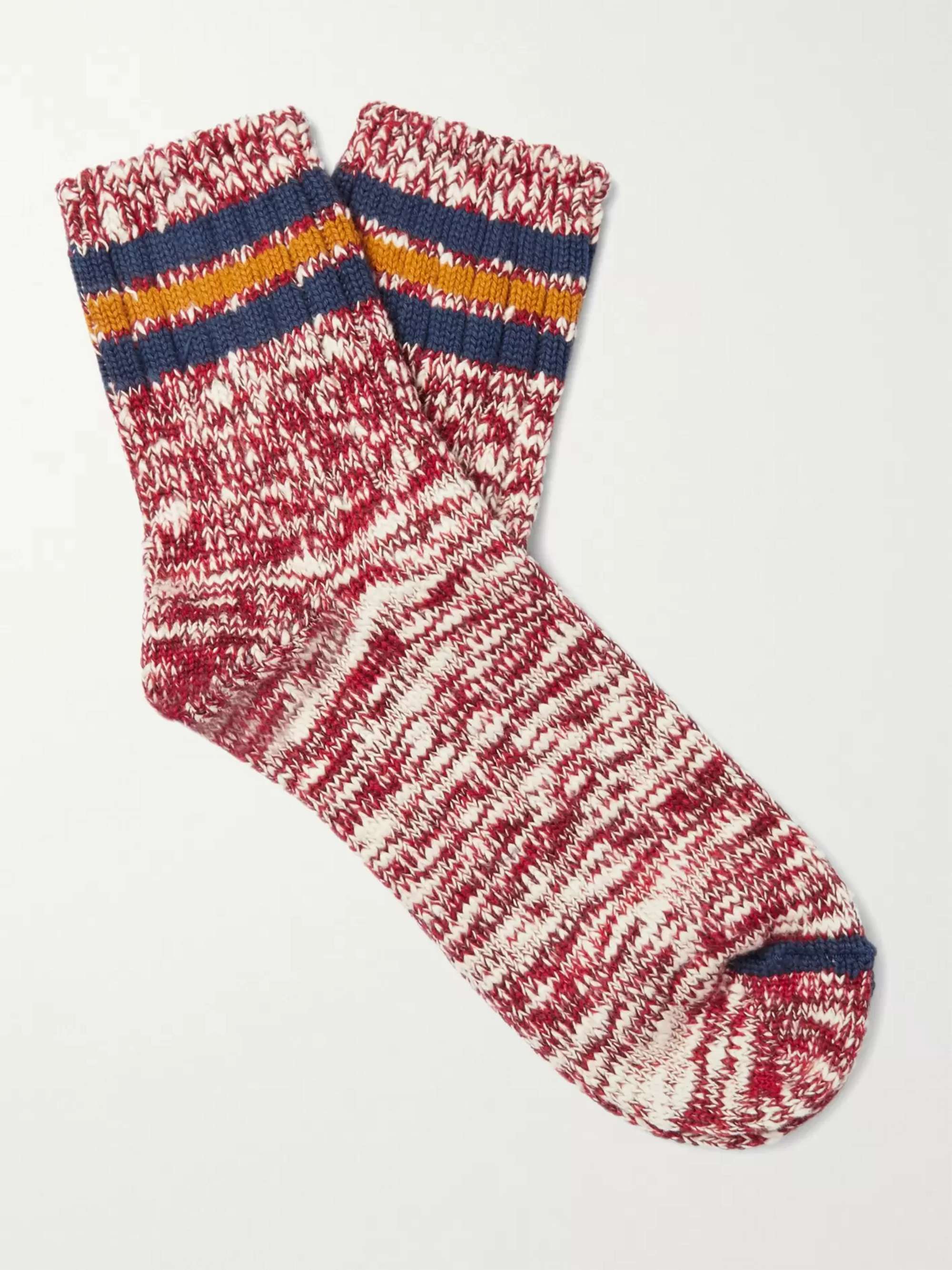 THUNDERS LOVE Athletic Striped Mélange Cotton-Blend Socks