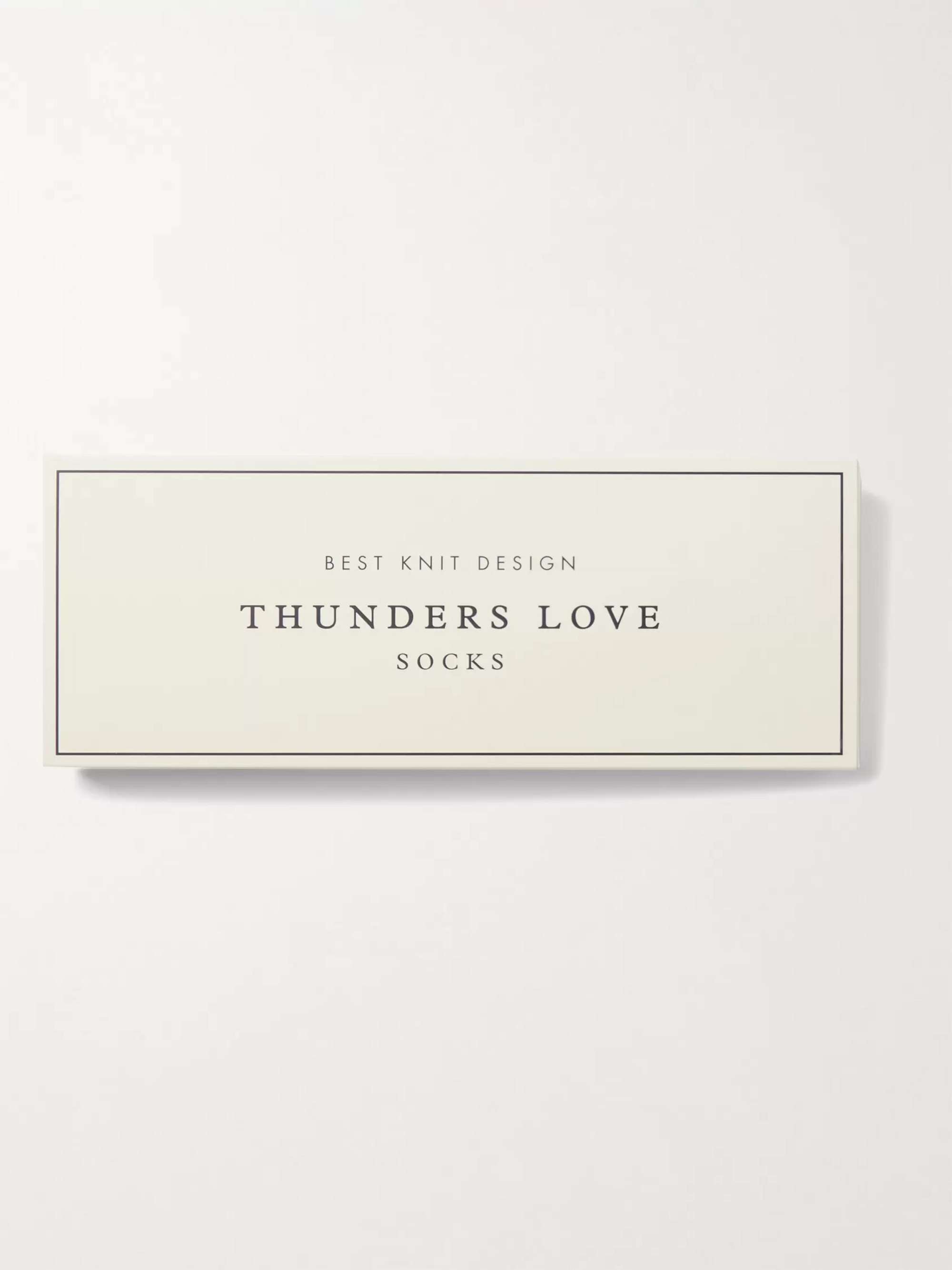 THUNDERS LOVE Flammé Ribbed Mélange Cotton-Blend Socks