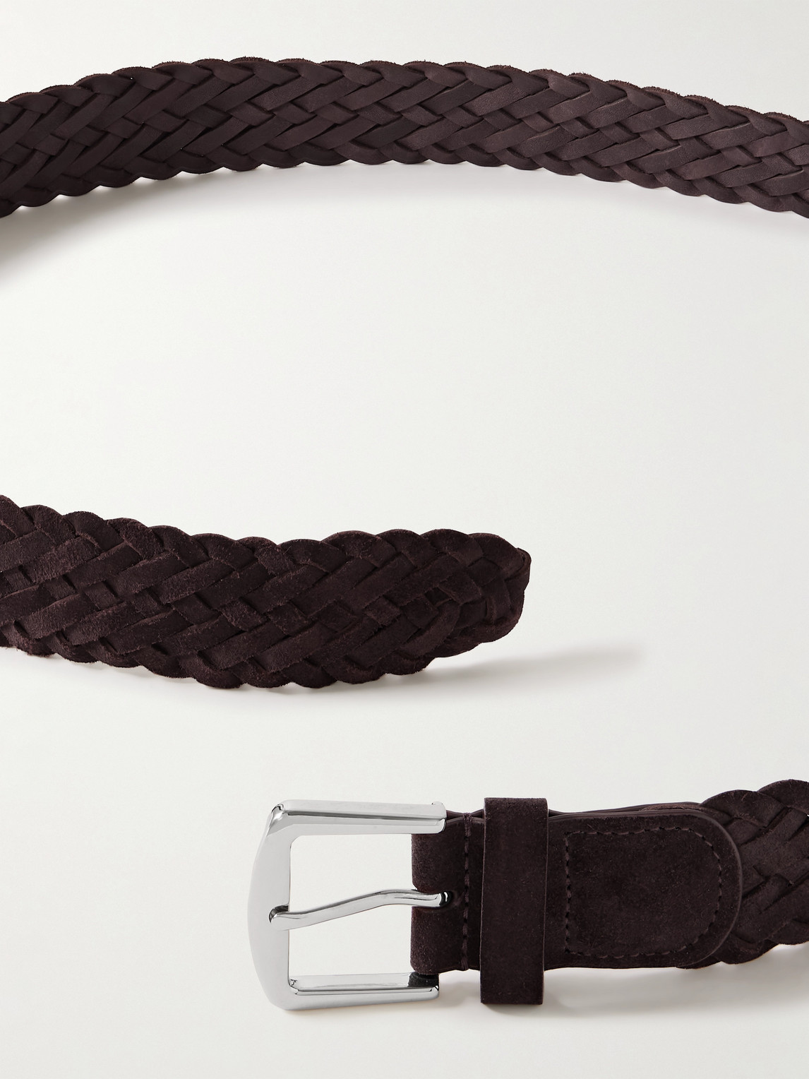 Shop Loro Piana 4cm Woven Suede Belt In Brown