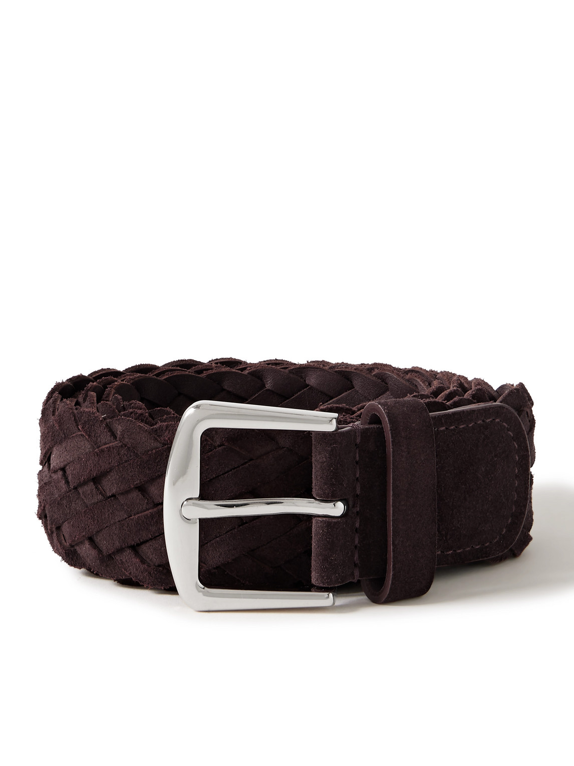 Loro Piana 4cm Woven Suede Belt In Brown