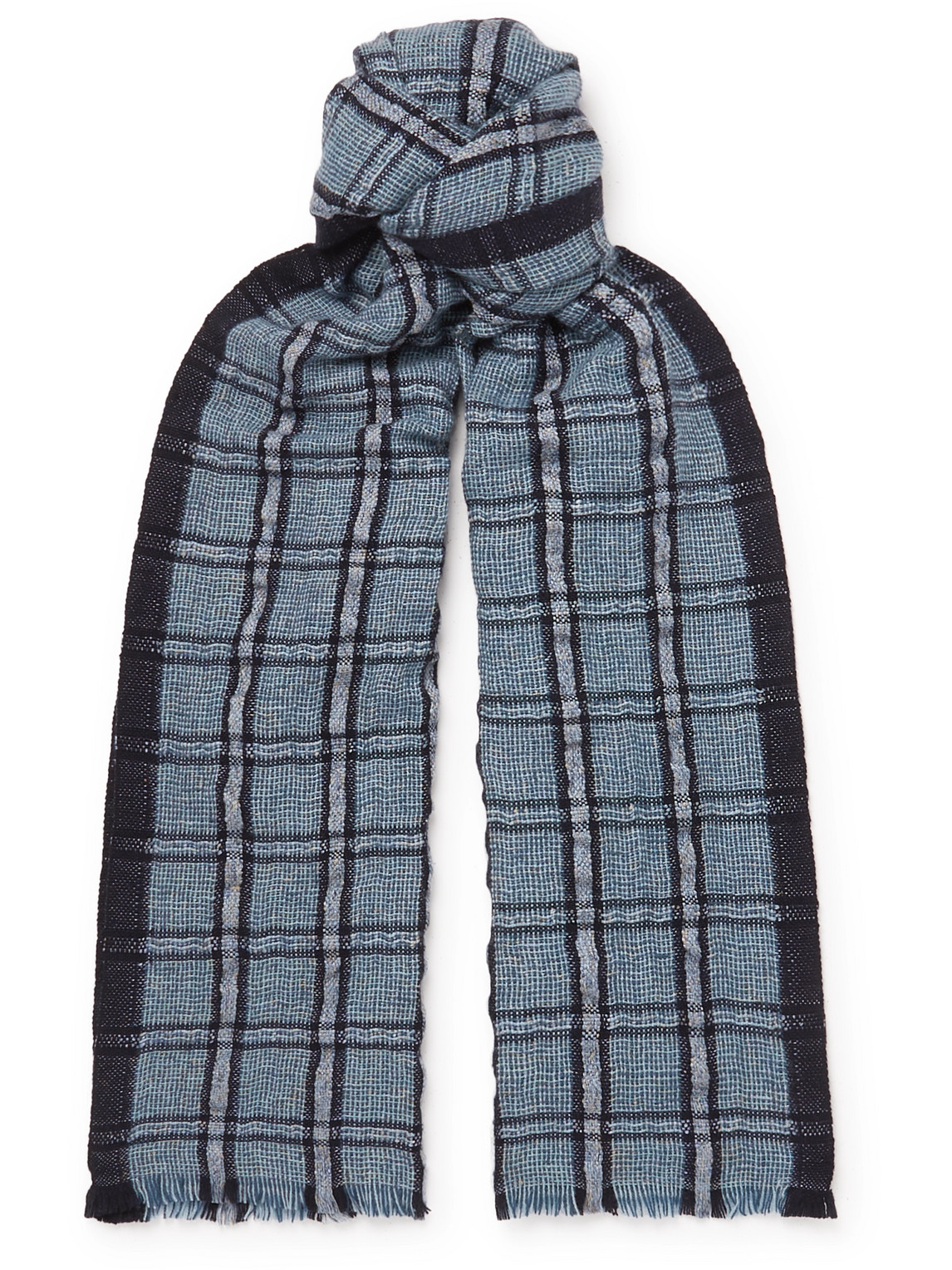 Loro Piana Checked Linen And Cashmere-blend Tweed Scarf In Multi