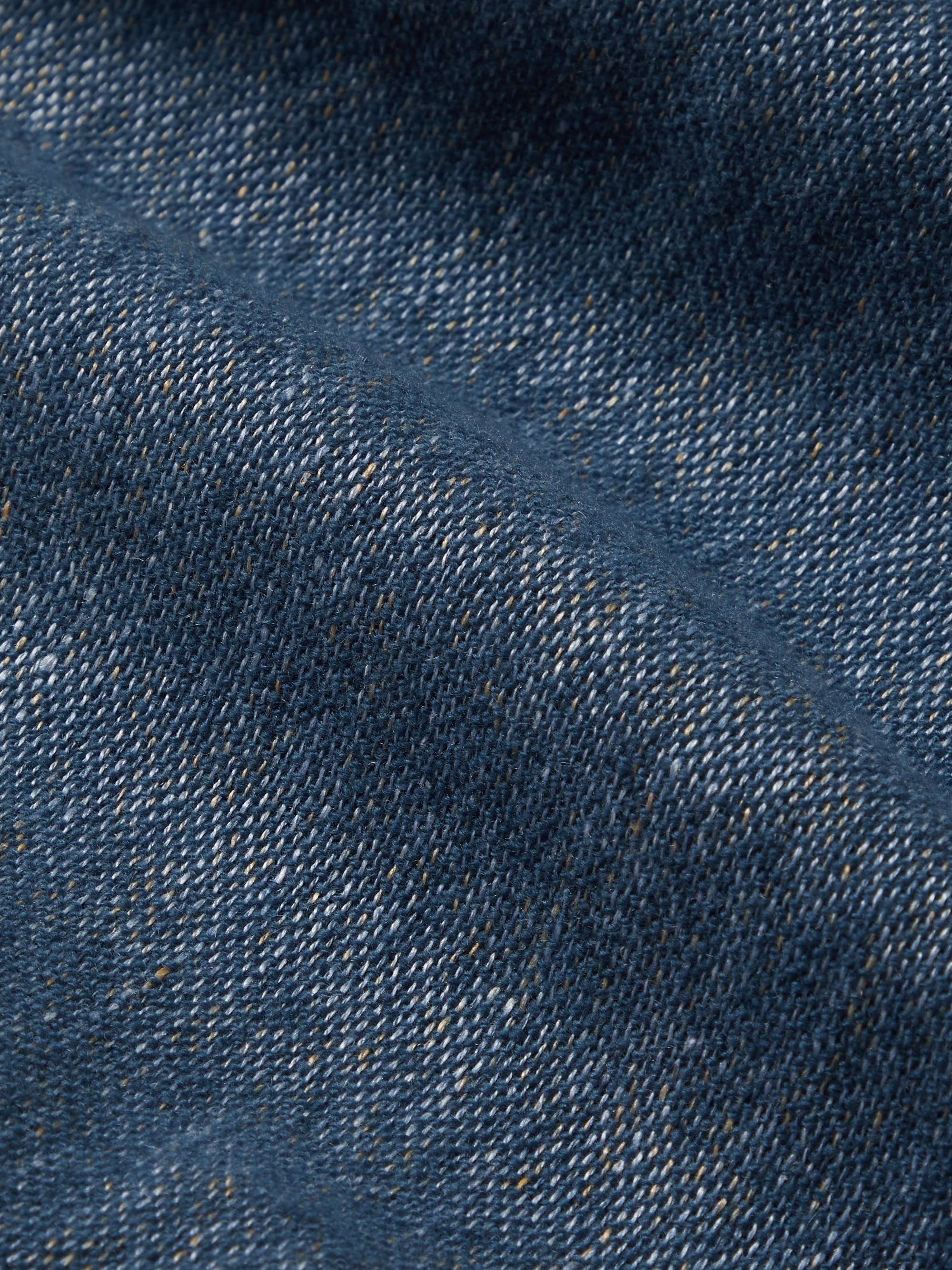LORO PIANA Fringed Mélange Baby Cashmere and Linen-Blend Scarf