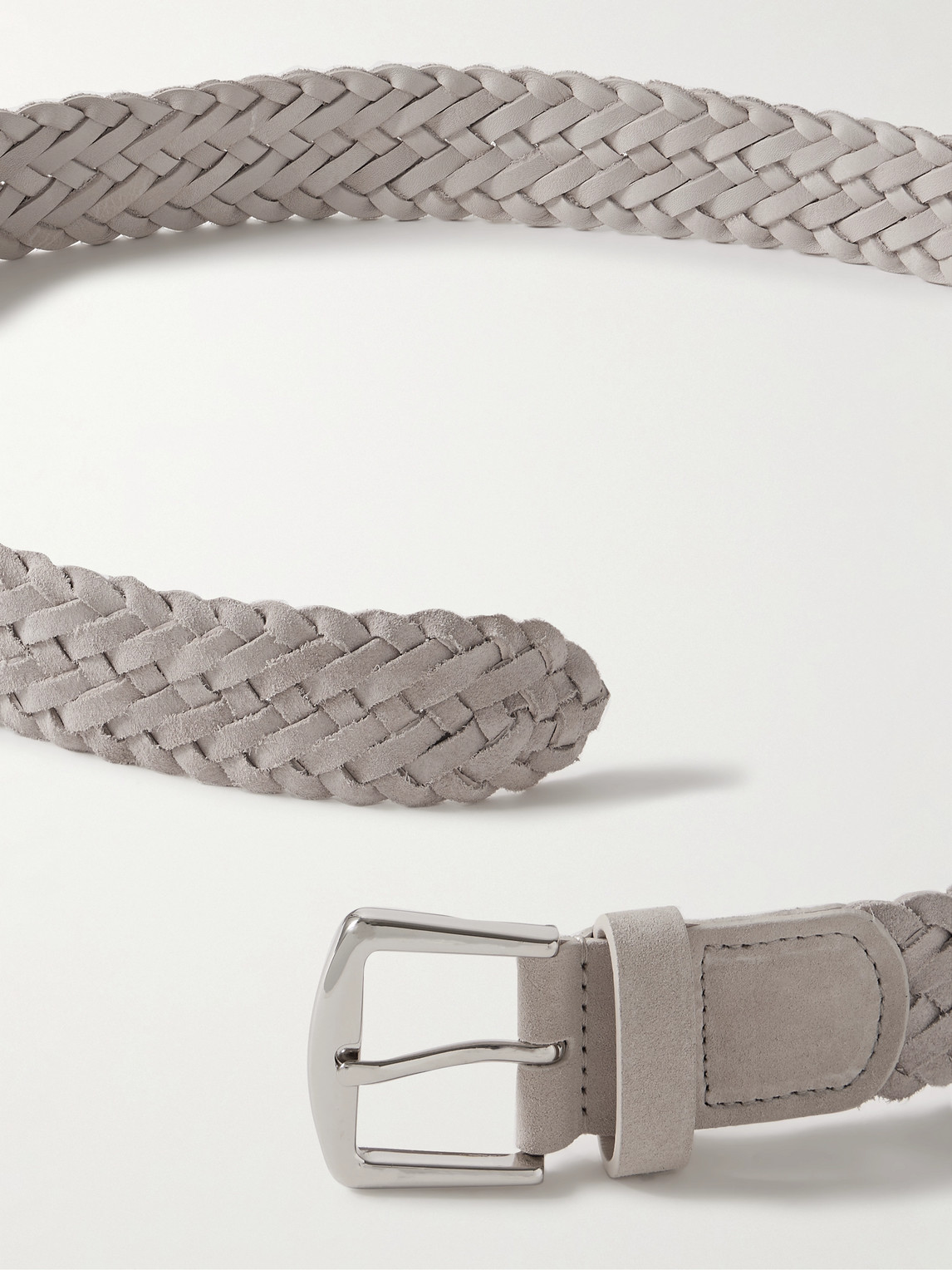 Shop Loro Piana 4cm Woven Suede Belt In Neutrals