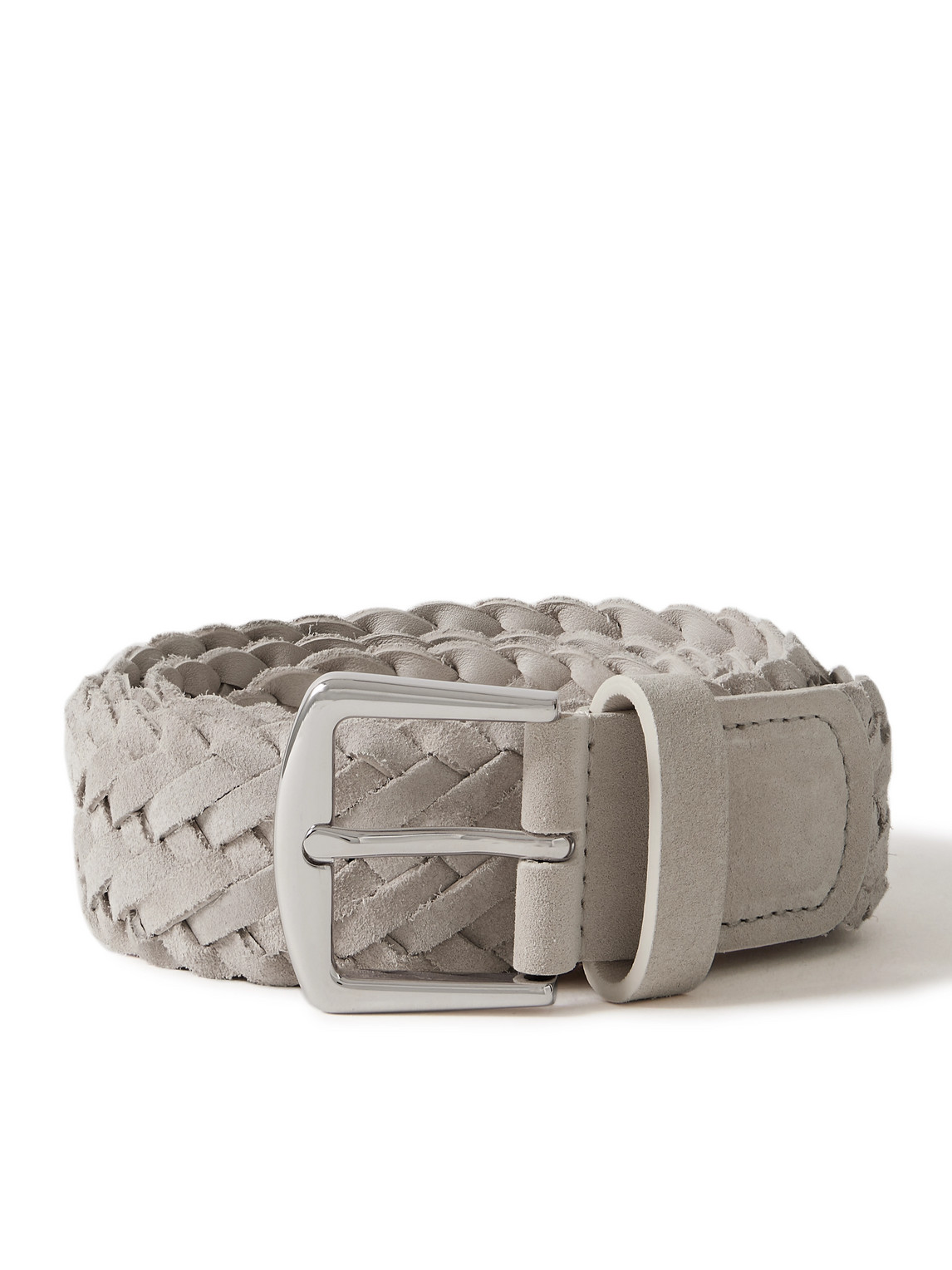 Shop Loro Piana 4cm Woven Suede Belt In Neutrals