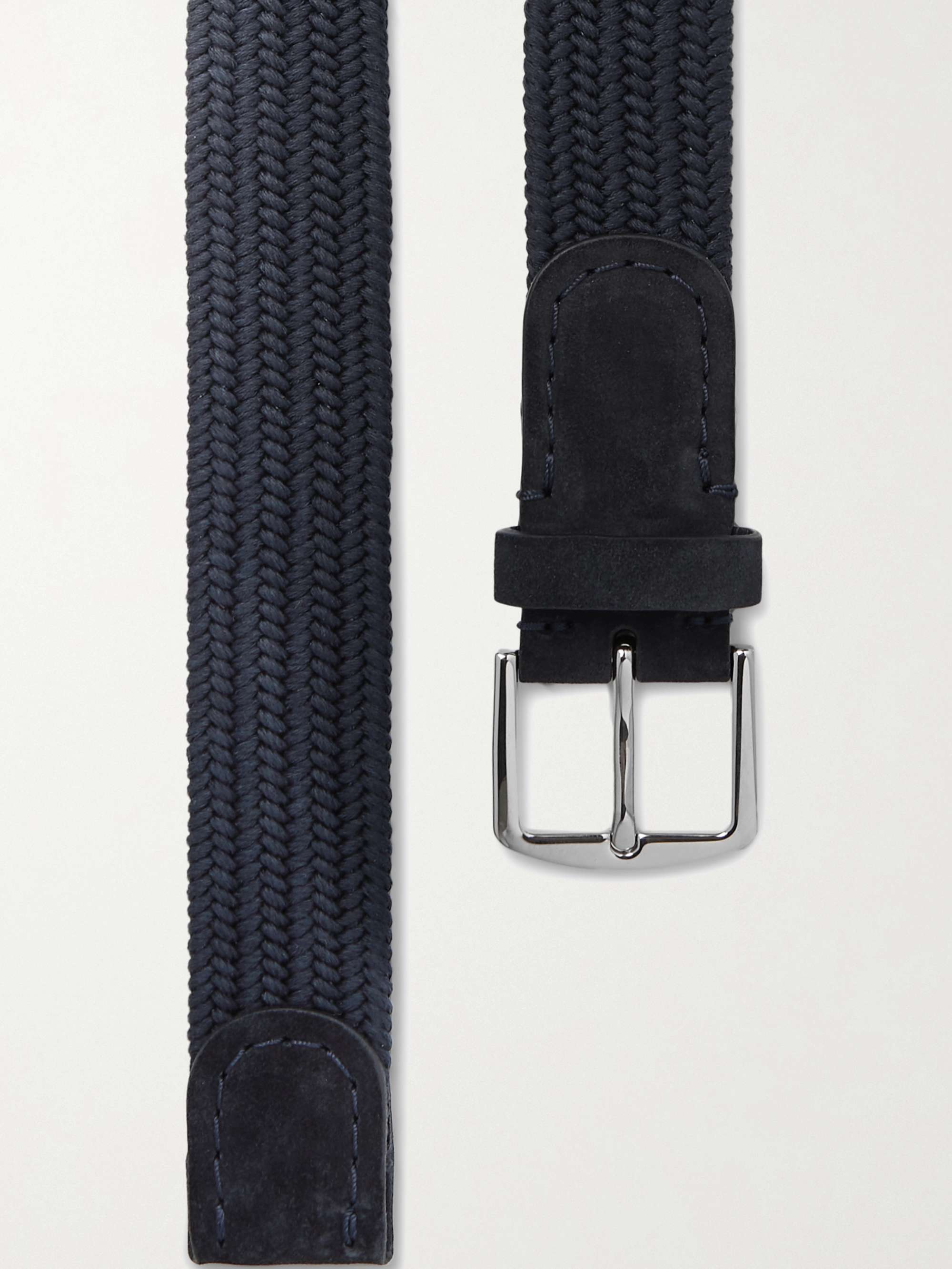 LORO PIANA 3.5cm Suede-Trimmed Woven Cotton Belt