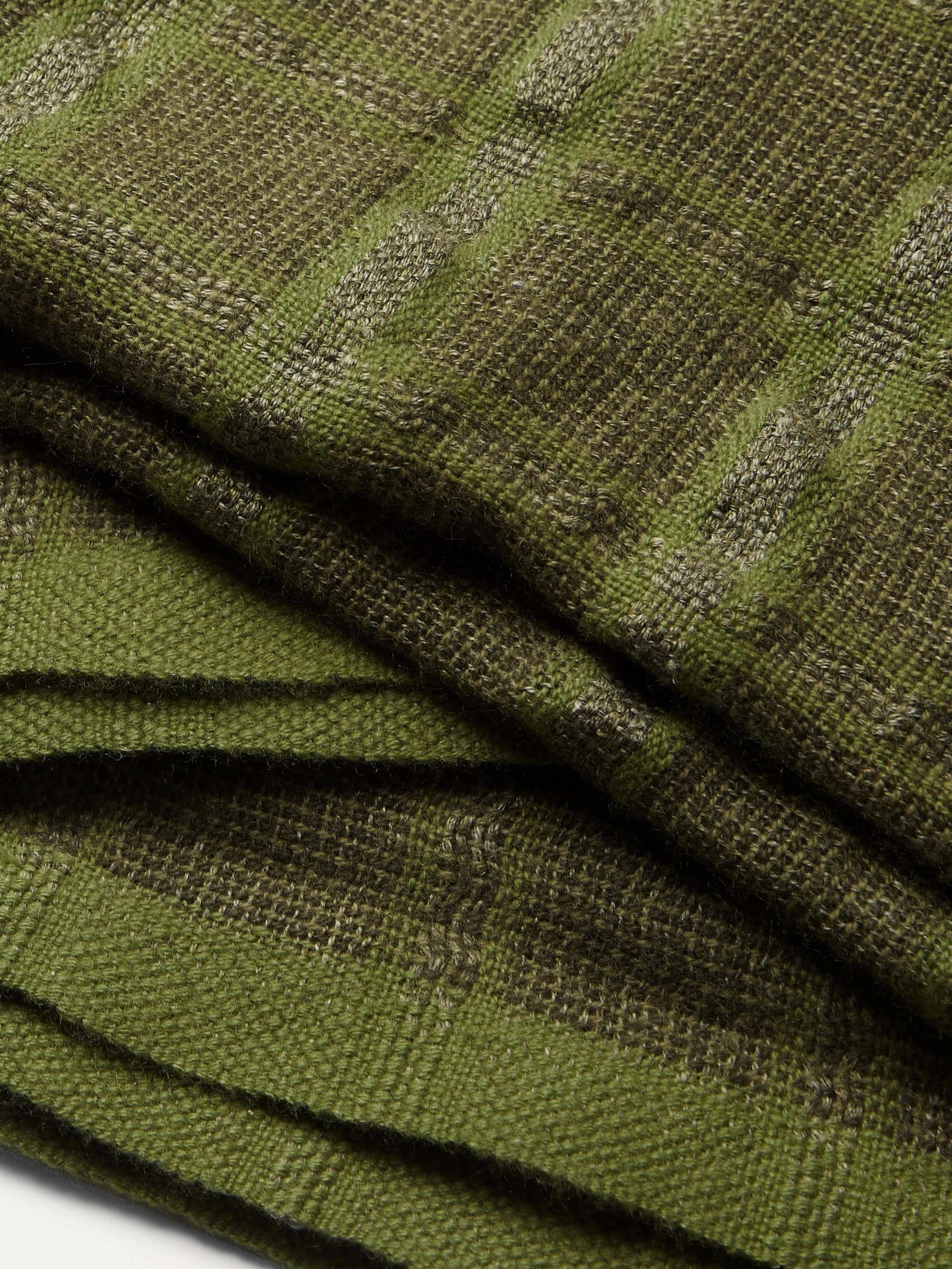 LORO PIANA Checked Linen and Cashmere-Blend Tweed Scarf