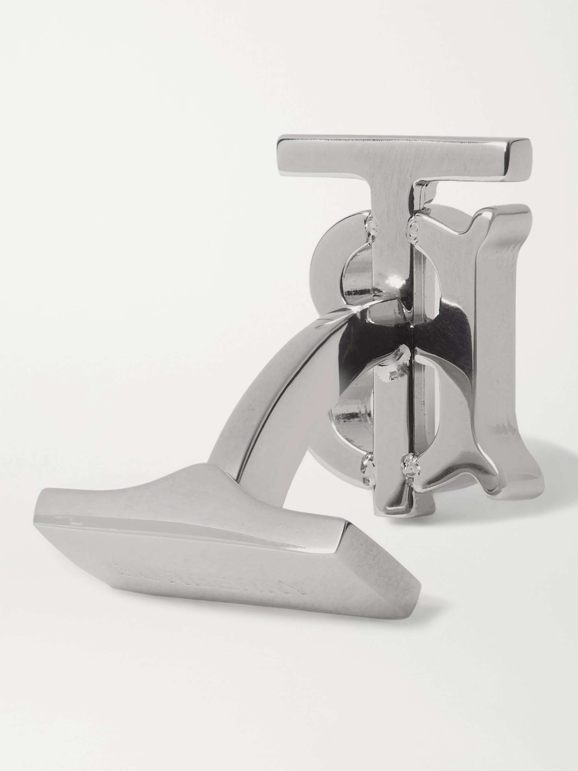 BURBERRY Logo Palladium-Plated Cufflinks