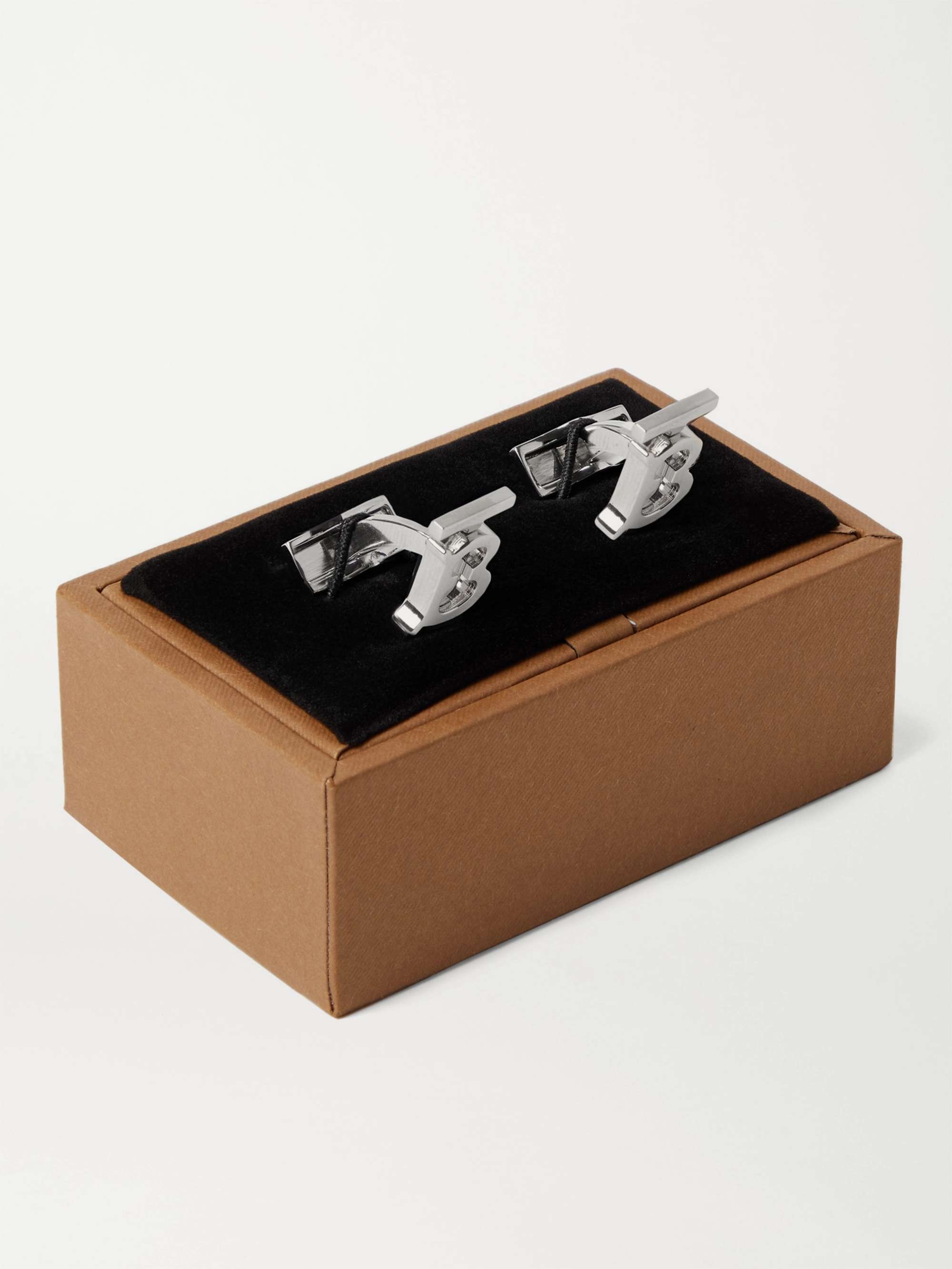 BURBERRY Logo Palladium-Plated Cufflinks