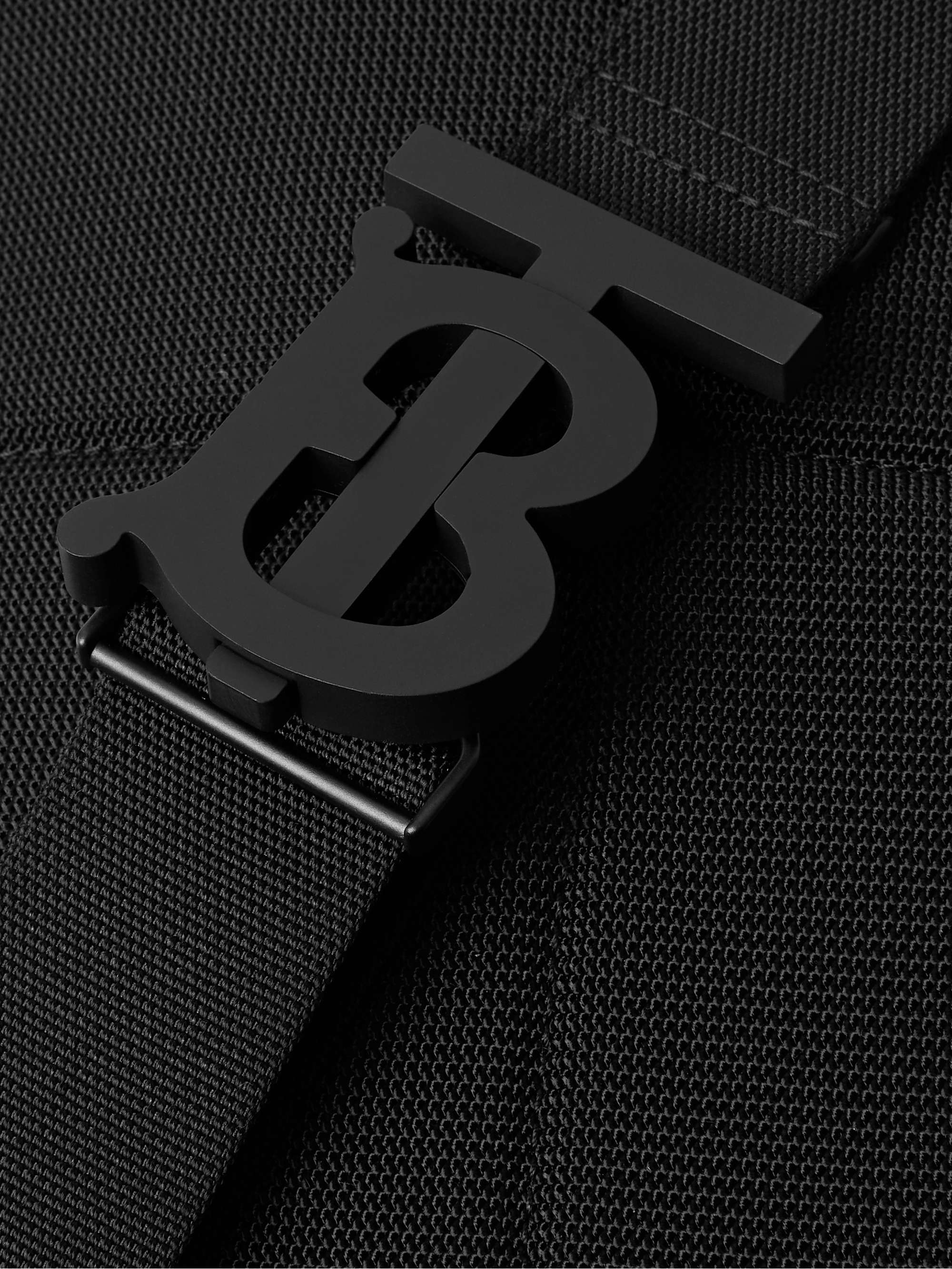 BURBERRY Logo-Print Leather-Trimmed Coated-Canvas Sling Backpack