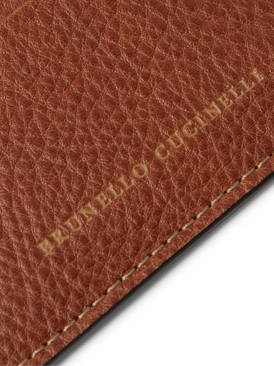 Shop Brunello Cucinelli Full-grain Leather Cardholder In Brown