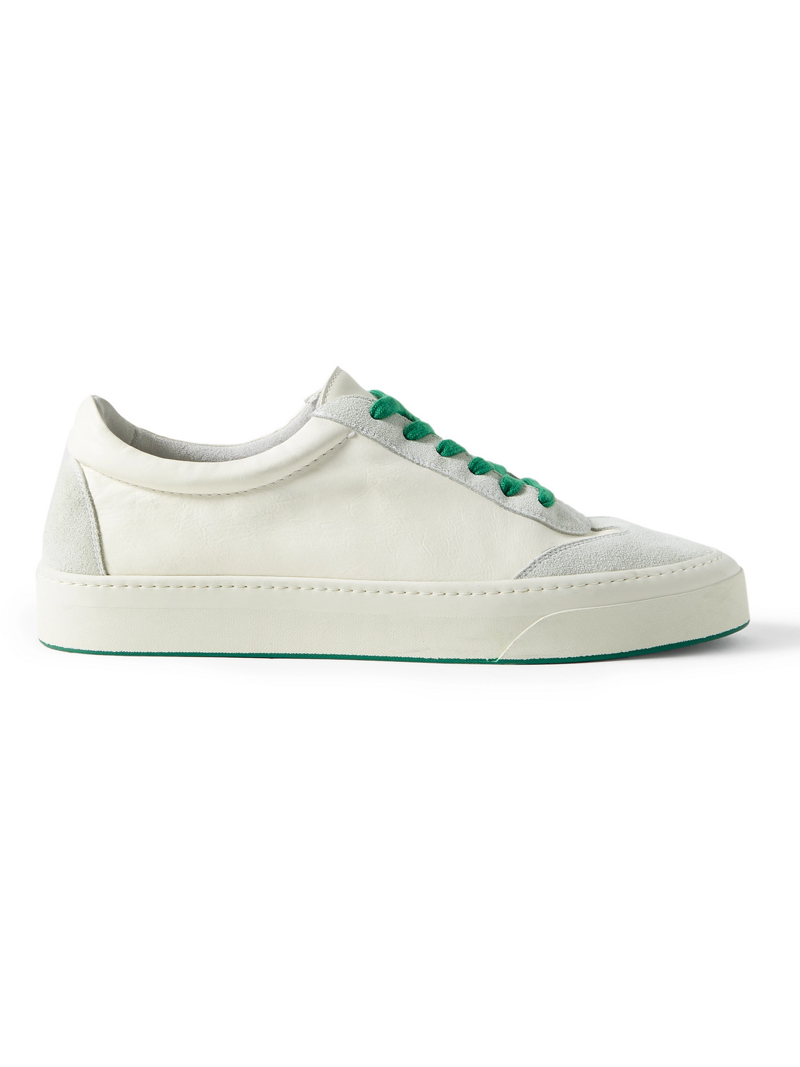 Shop The Row Marley Leather And Suede Sneakers In Neutrals