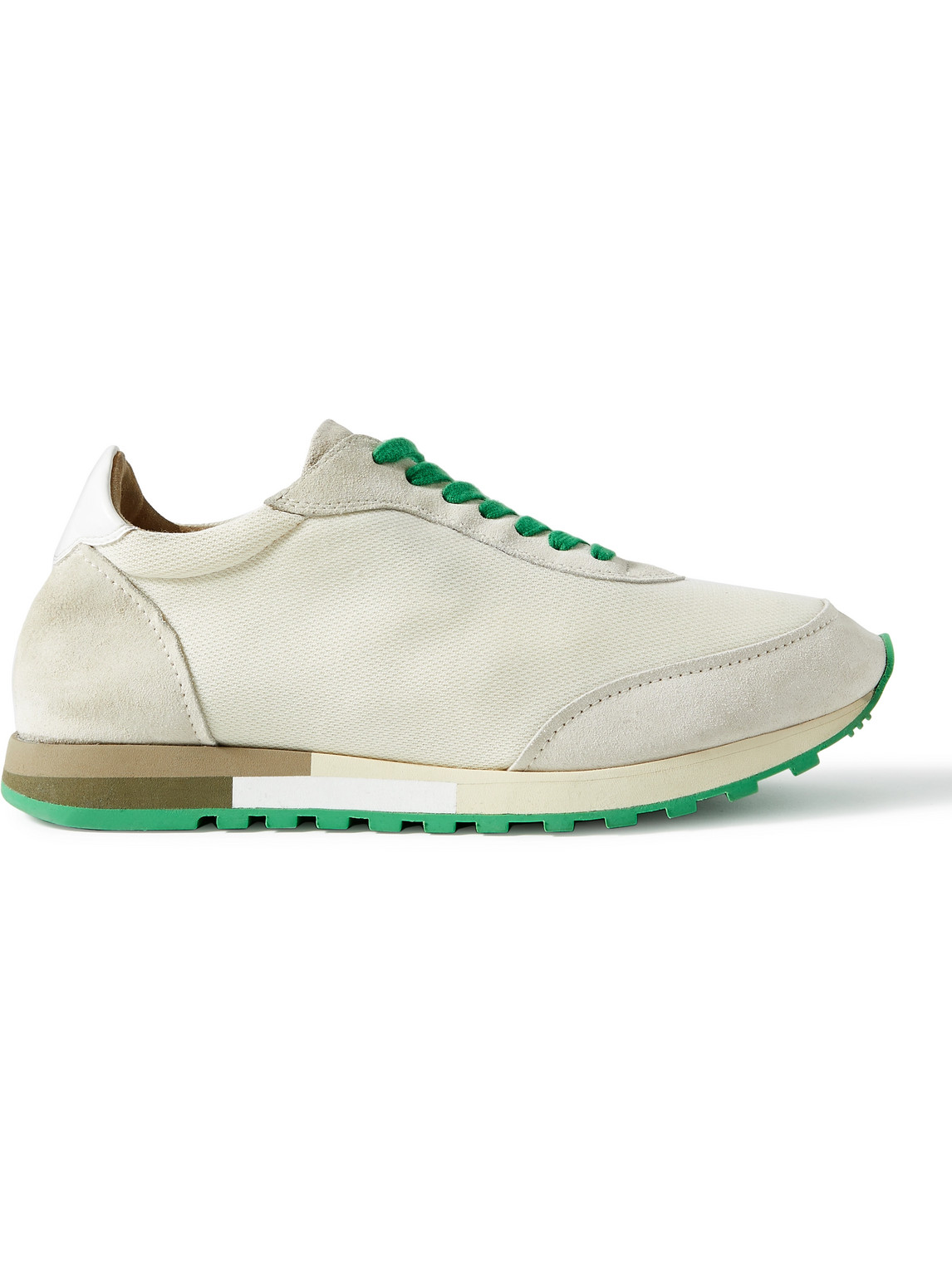 Shop The Row Owen Suede-trimmed Mesh Sneakers In Neutrals