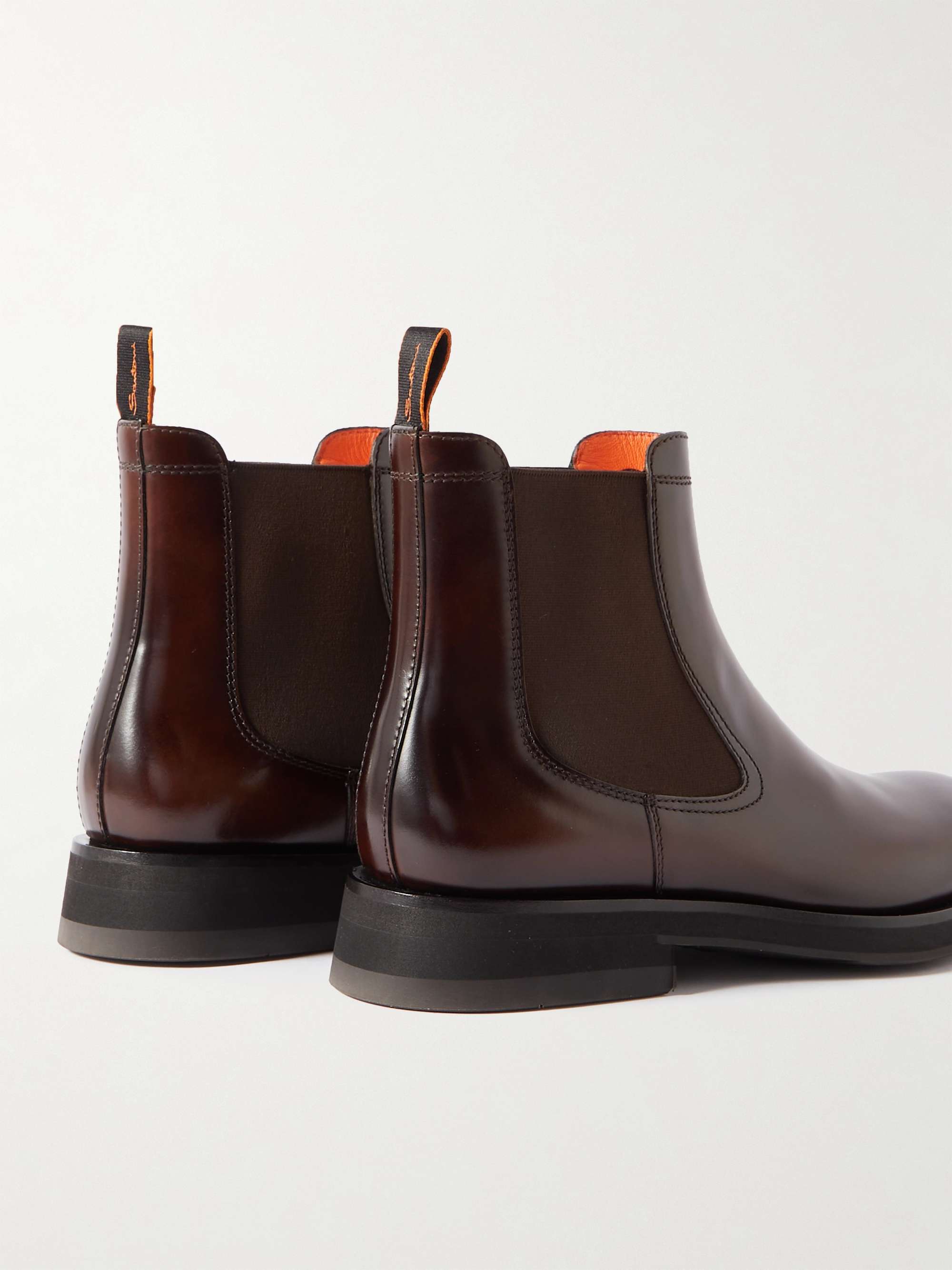 SANTONI Leather Chelsea Boots