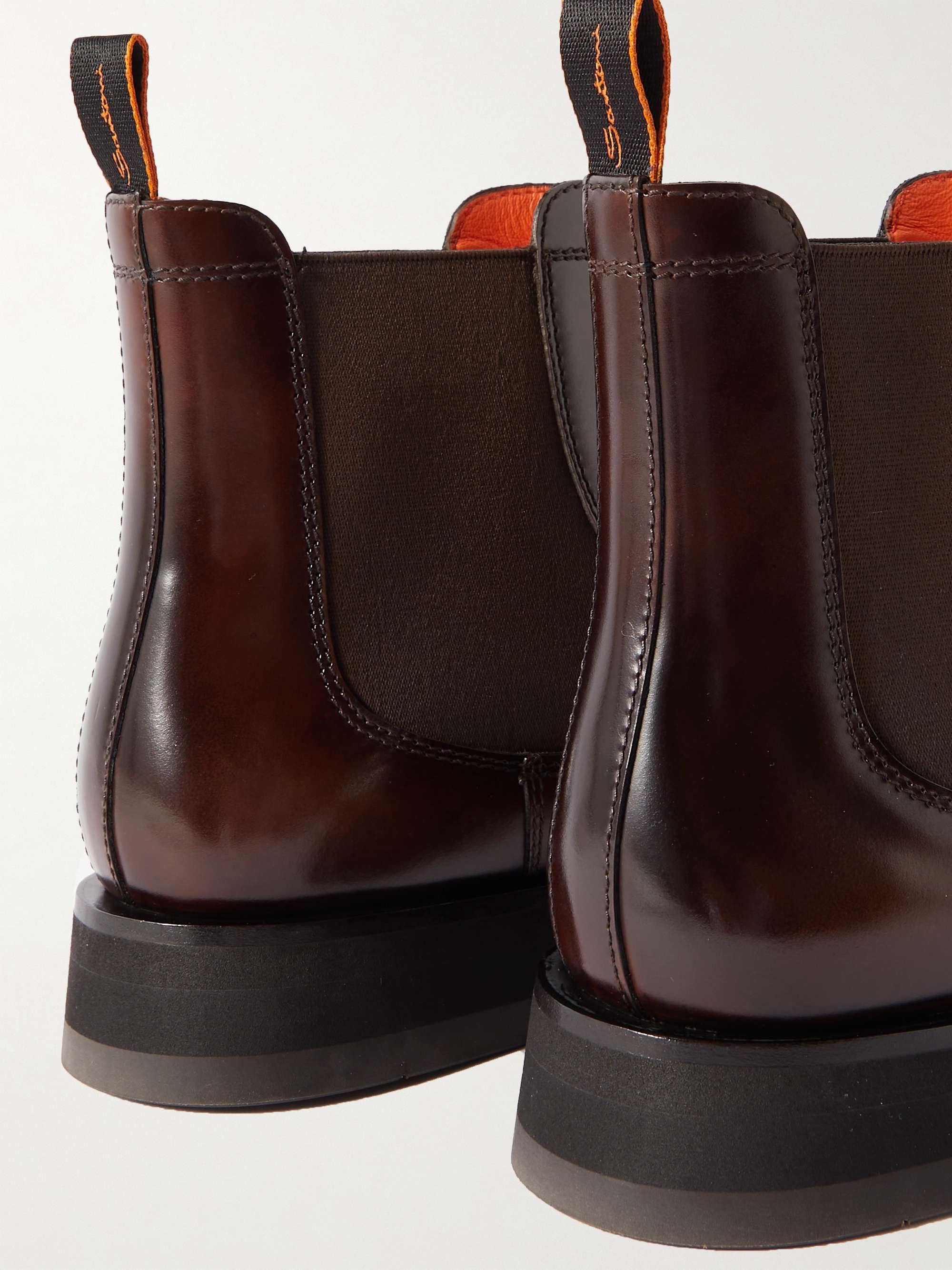 SANTONI Leather Chelsea Boots