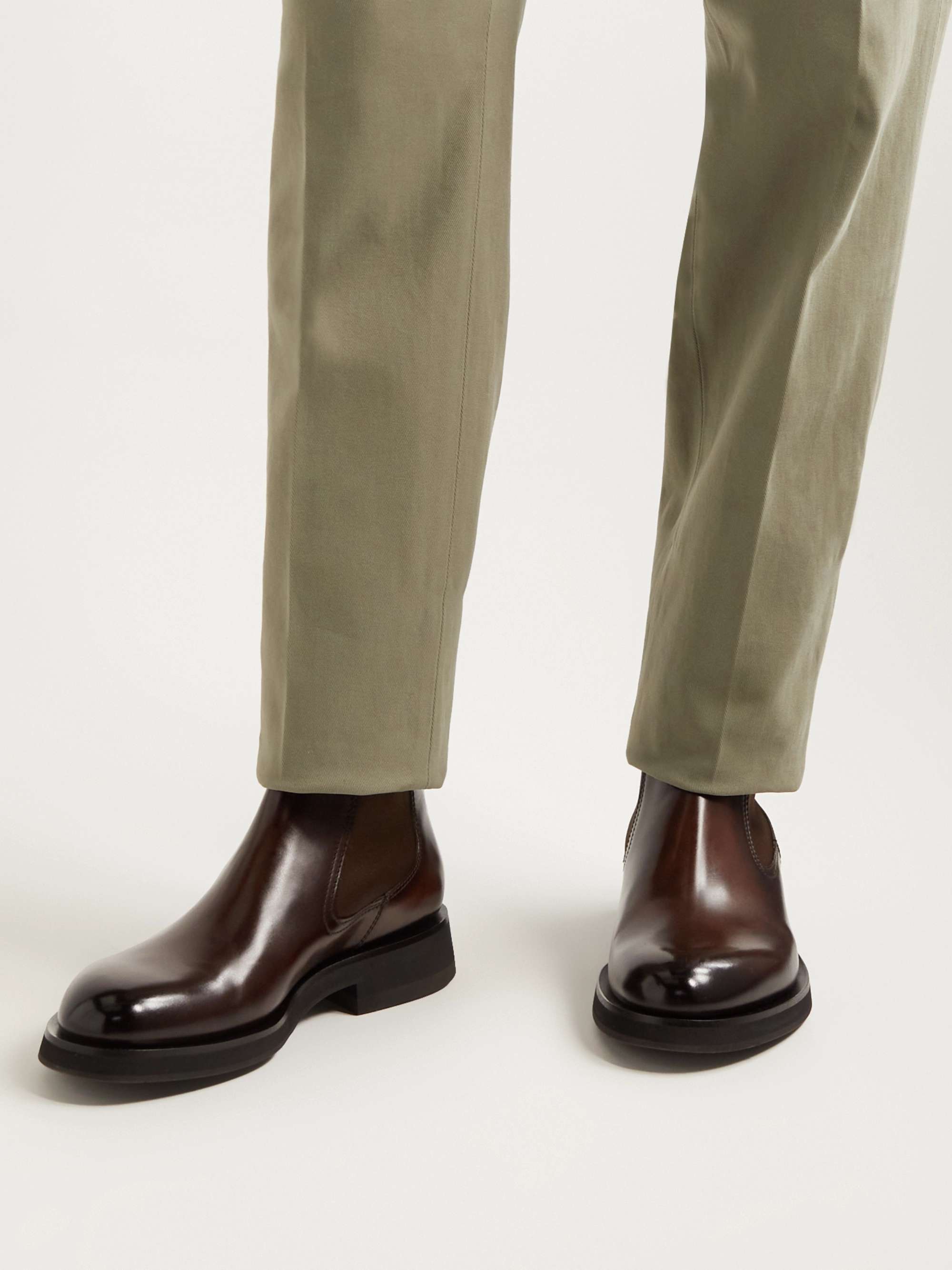 SANTONI Leather Chelsea Boots
