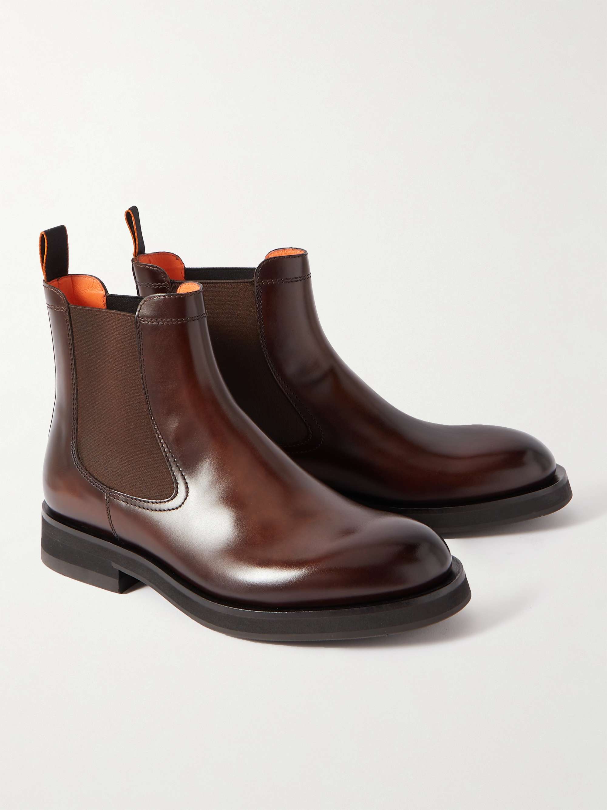 SANTONI Leather Chelsea Boots