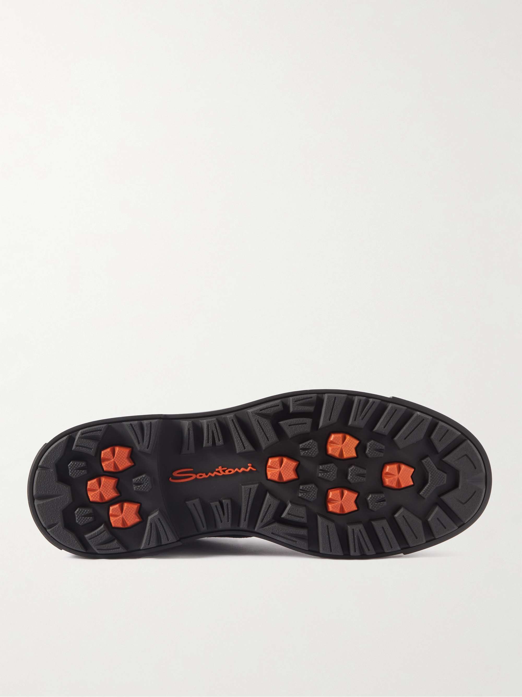 SANTONI Farah Leather-Trimmed Suede Boots