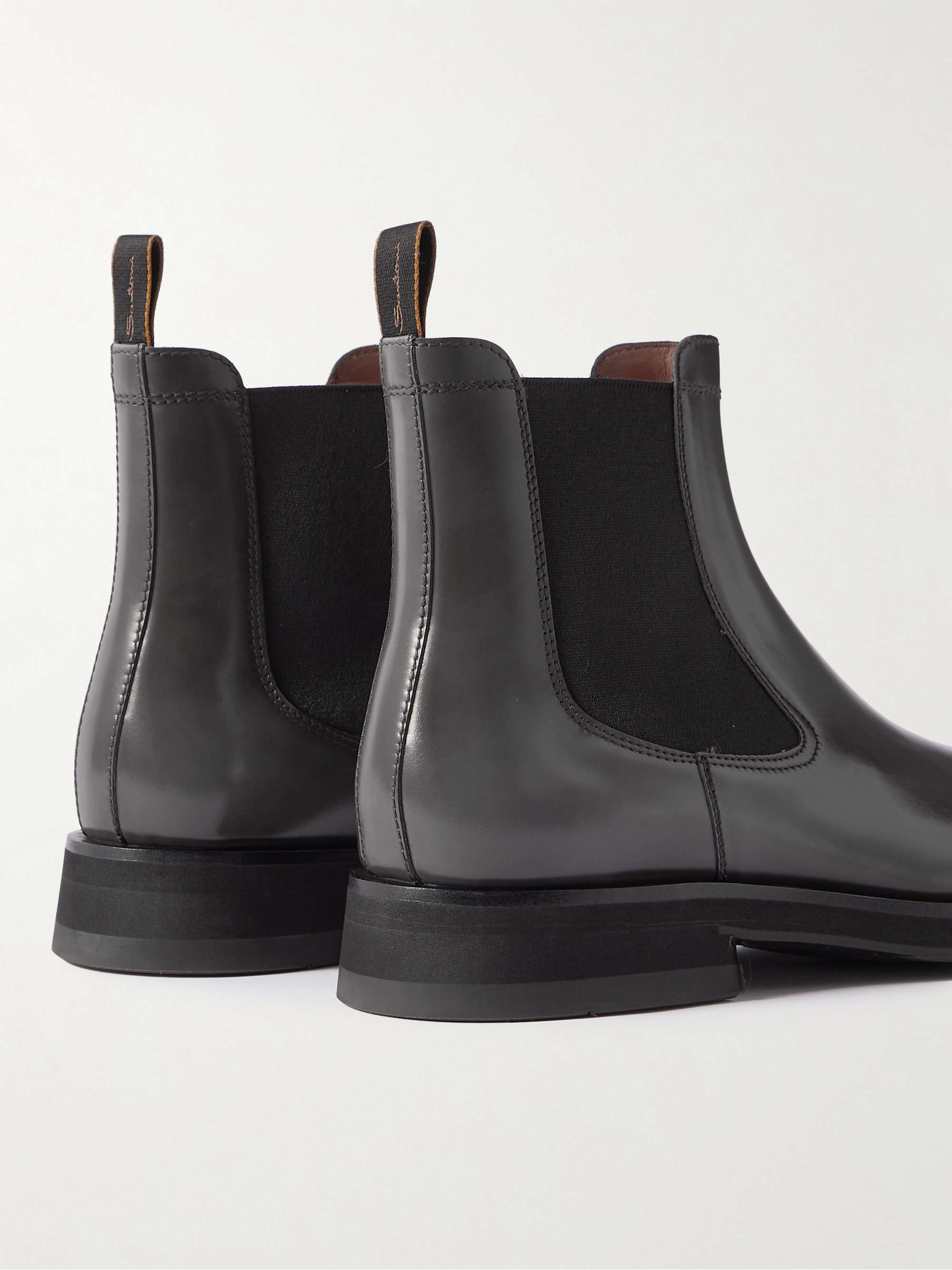 SANTONI Polished-Leather Chelsea Boots