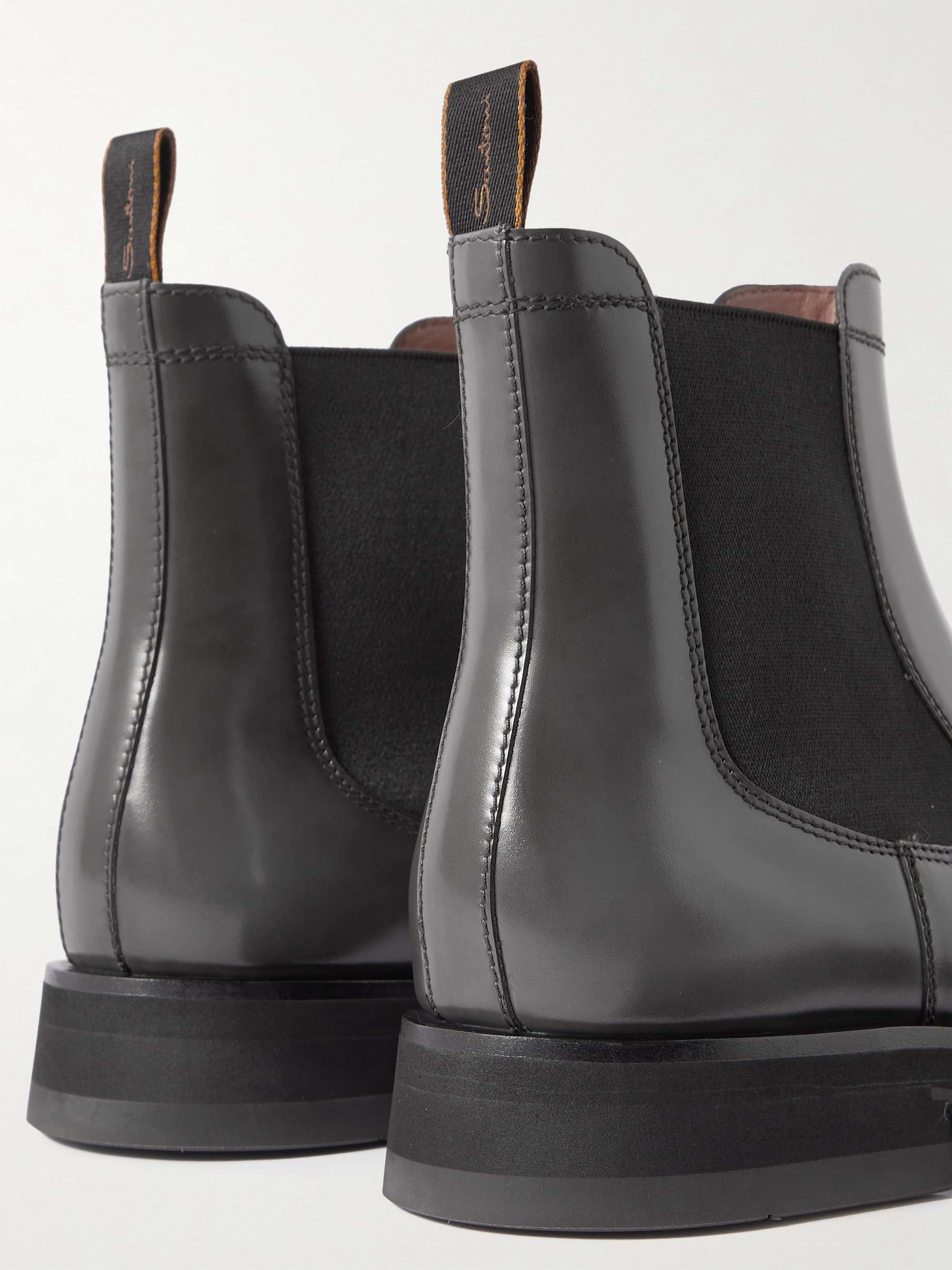 SANTONI Polished-Leather Chelsea Boots