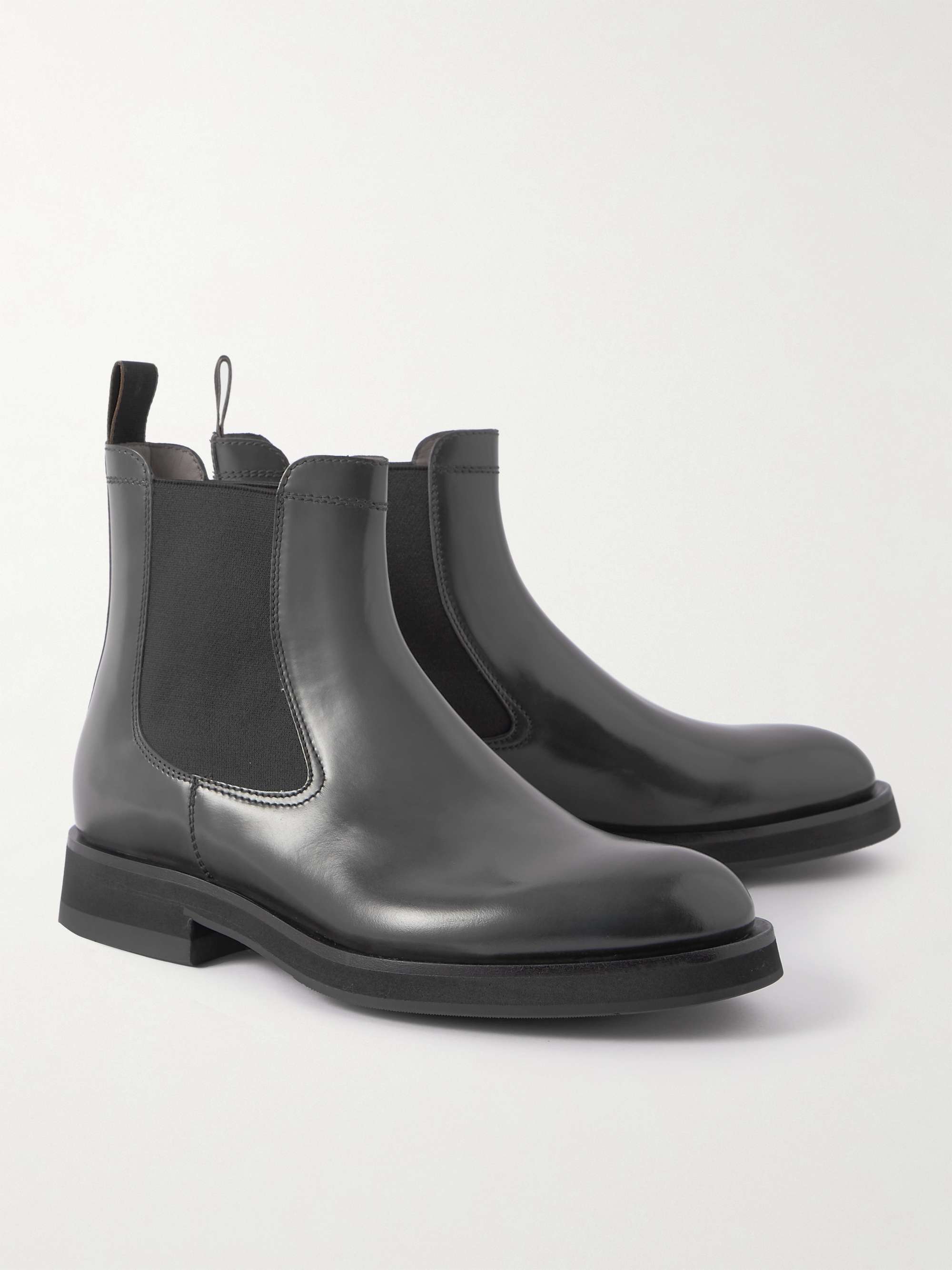 SANTONI Polished-Leather Chelsea Boots